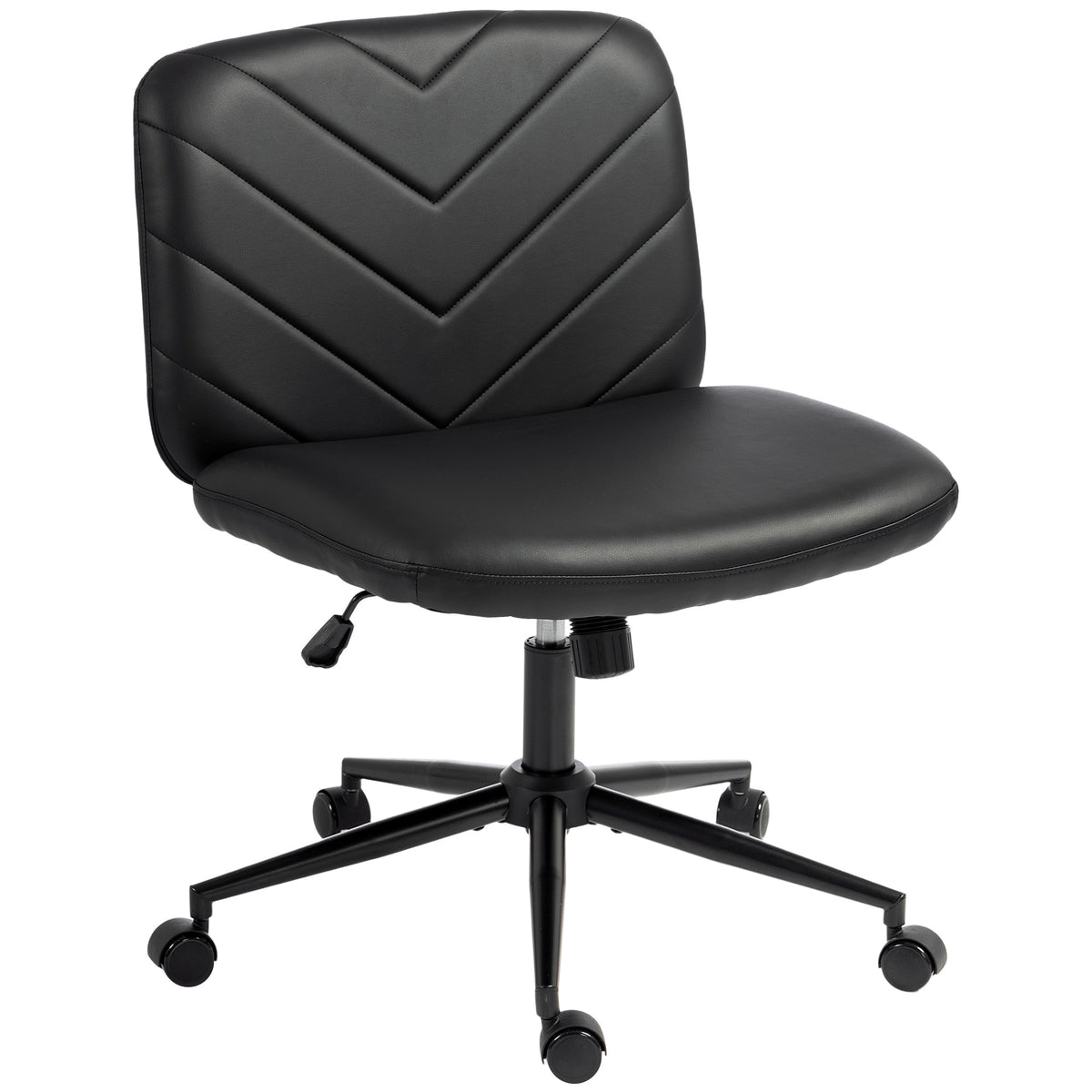 Criss Cross Legged Office Chair with Wide Seat, Swivel Desk Chair with Wheels, Rocking Function, Backrest, Adjustable Height, High-Density Foam, Computer Seat for Home Office, Bedroom, Black