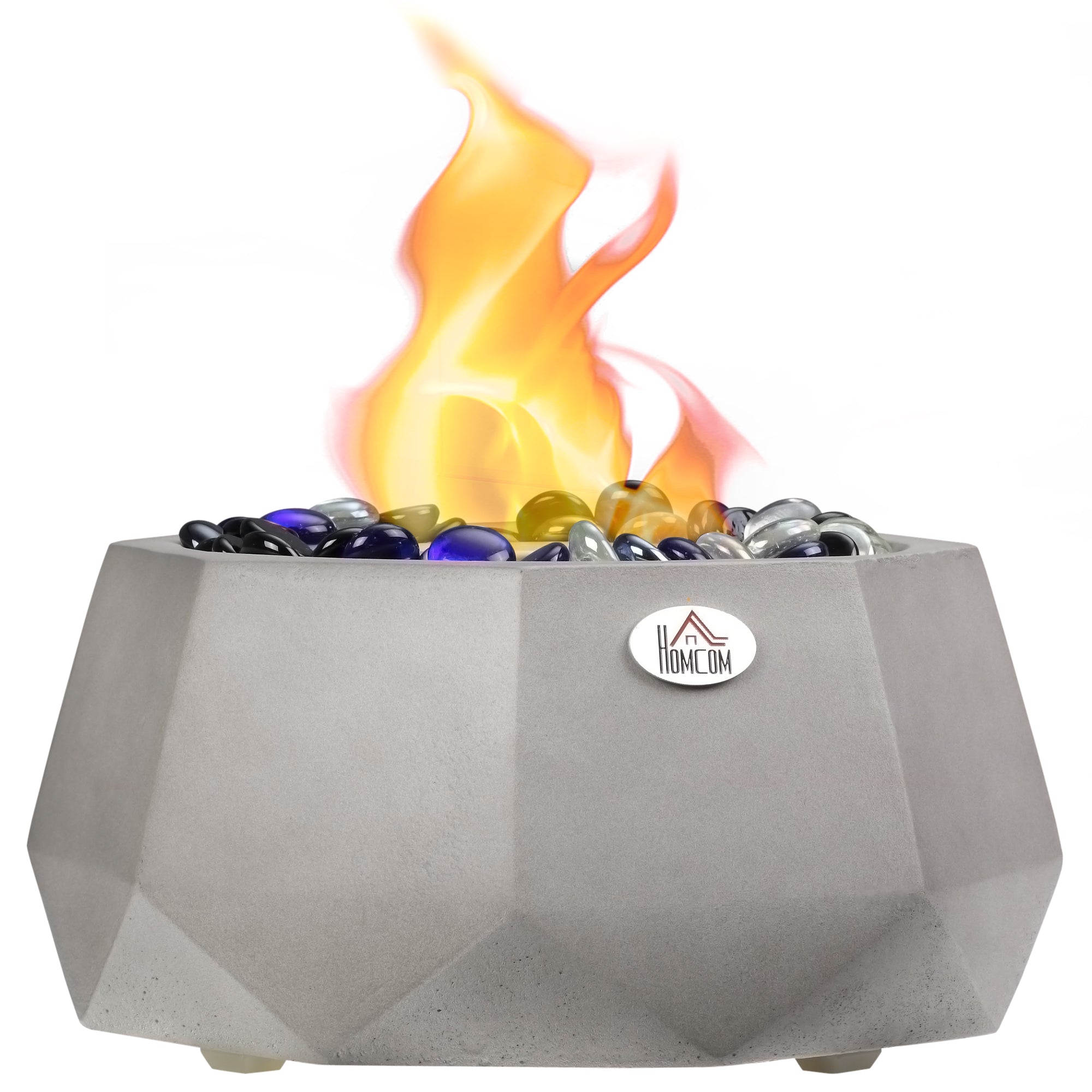 Concrete Tabletop Fireplace 9" Portable Alcohol Fireplace with Lid for Indoor and Outdoor 0.1 Gal Max