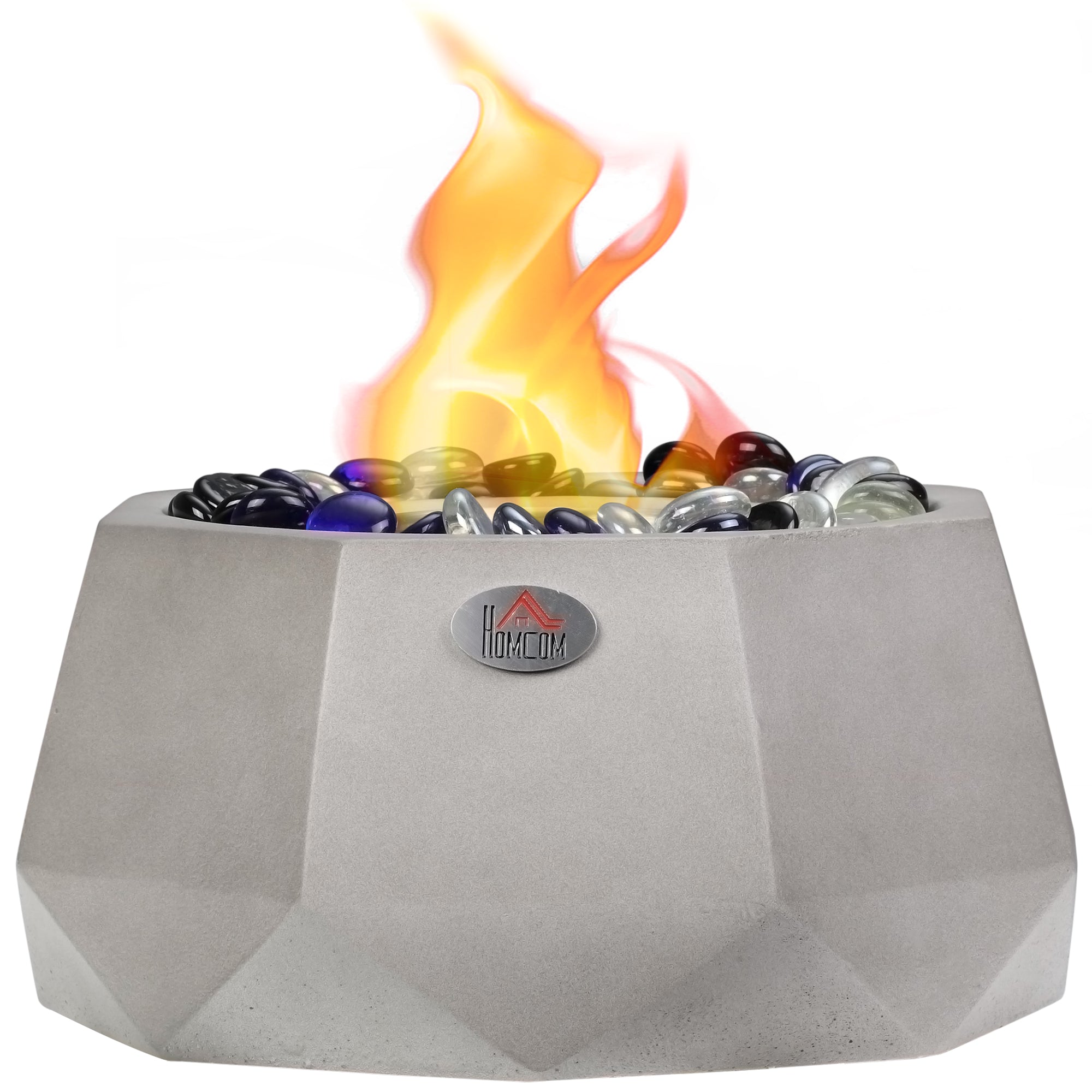 Concrete Tabletop Fireplace 9" Portable Alcohol Fireplace with Lid for Indoor and Outdoor 0.1 Gal Max