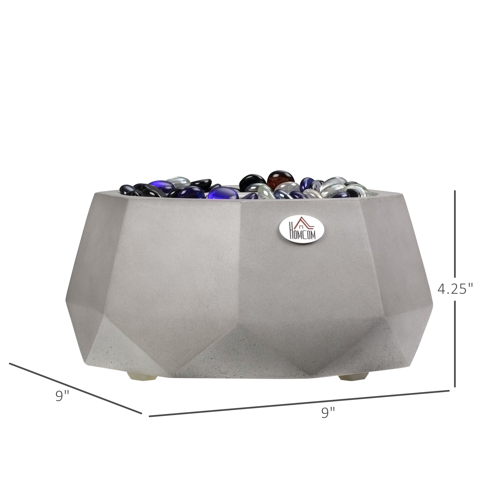 Concrete Tabletop Fireplace 9" Portable Alcohol Fireplace with Lid for Indoor and Outdoor 0.1 Gal Max