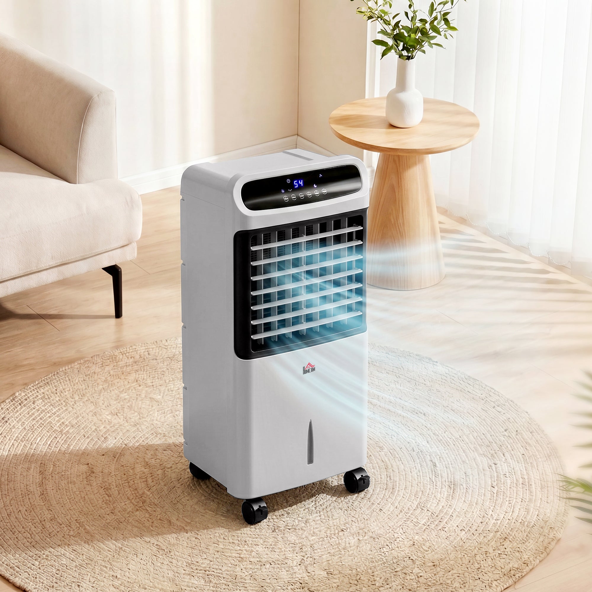 3-In-1 Ice Cooling Fan, Mobile Evaporative Air Cooler with Remote, Timer, Oscillating for Home Office, Bedroom, Gray