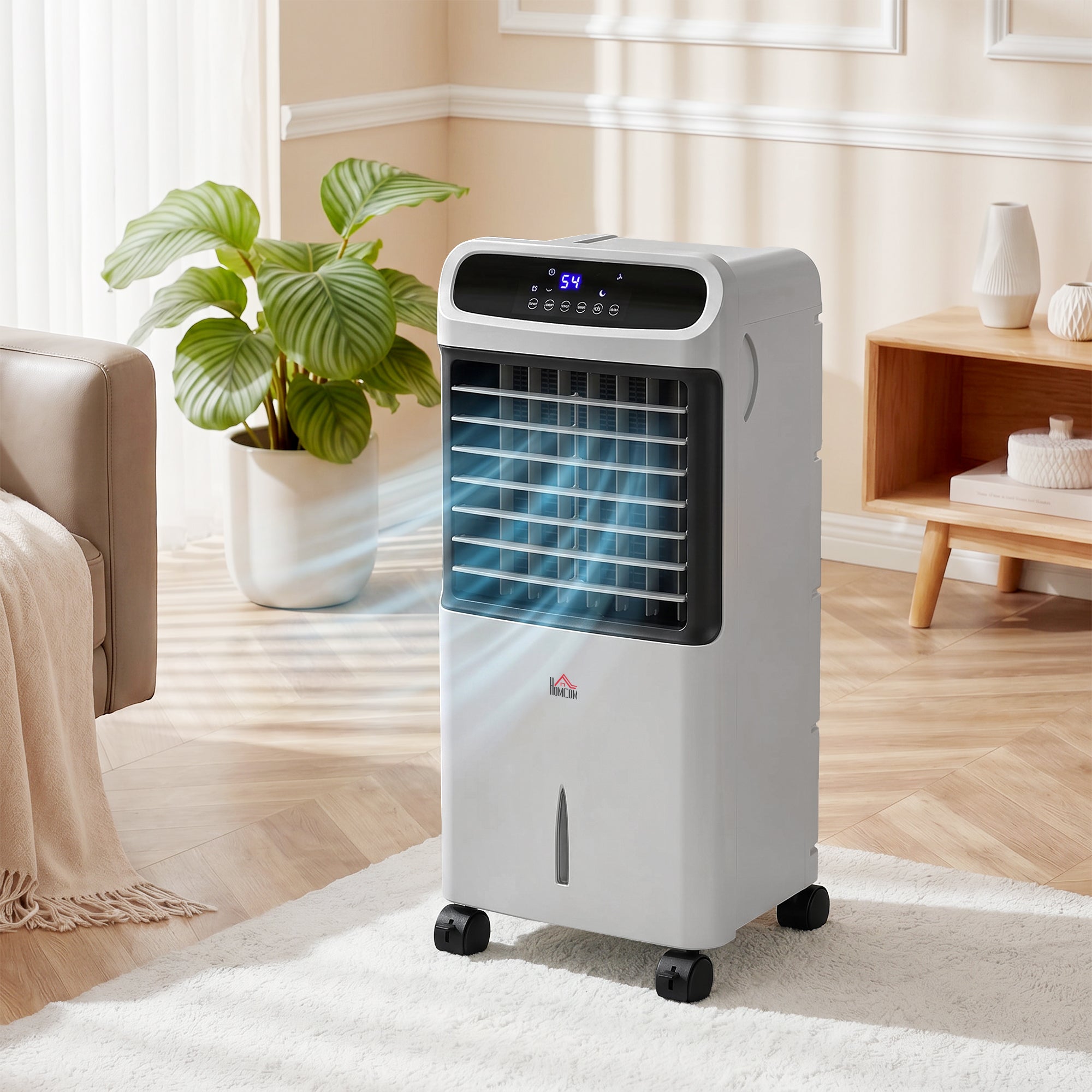 3-In-1 Ice Cooling Fan, Mobile Evaporative Air Cooler with Remote, Timer, Oscillating for Home Office, Bedroom, Gray