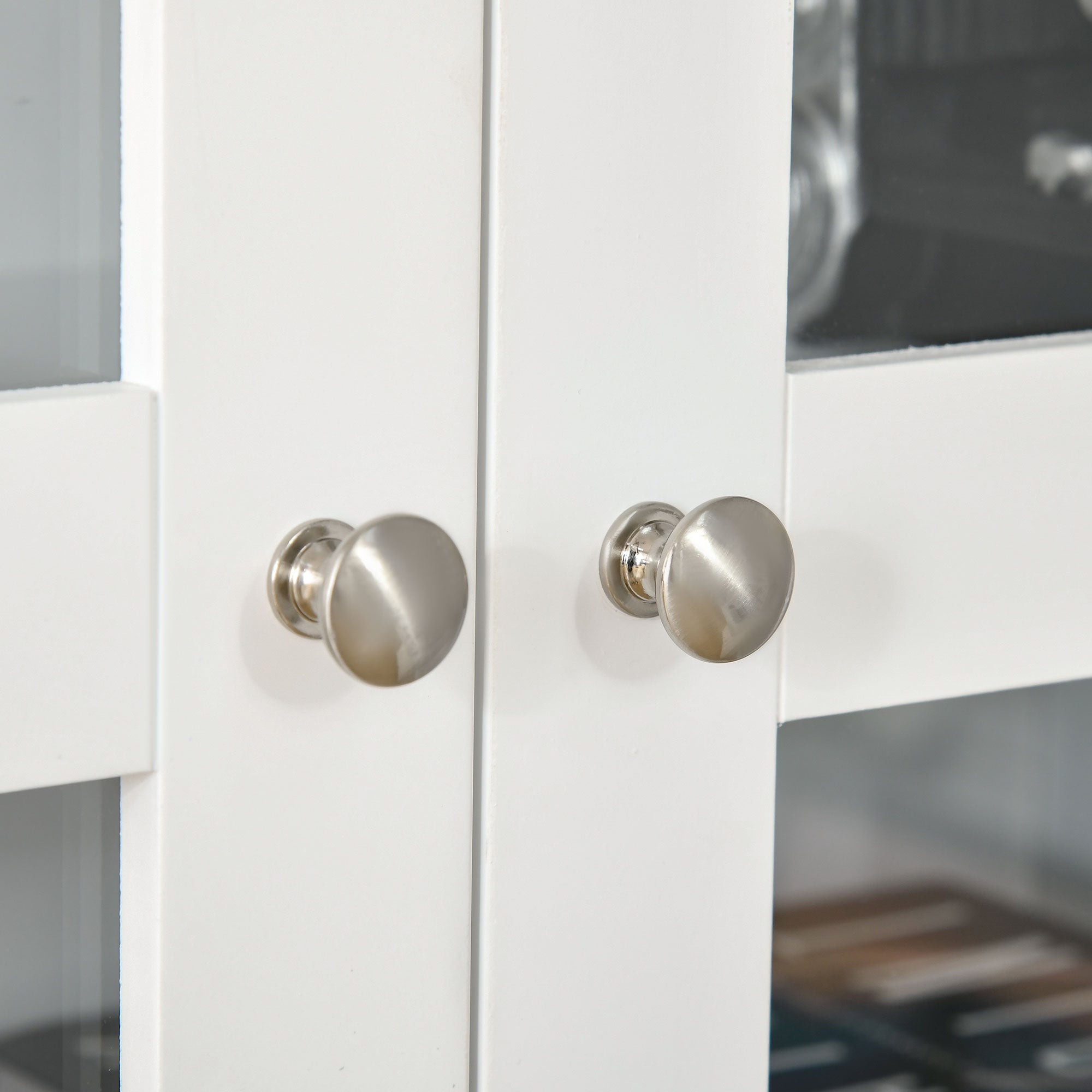 Modern Bookcase with Glass Doors, Display Storage Cabinet w/ Adjustable Shelves, White - HOMCOM