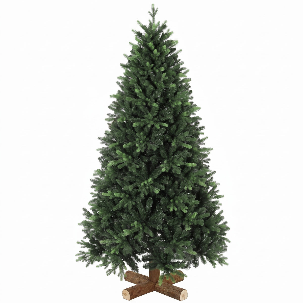 6ft Artificial Christmas Tree, Hinged Xmas Tree with 2419 PE & PVC Branch Tips, Solid Fir Wood Stand, Auto Open for Home Office Holiday Decoration, Green