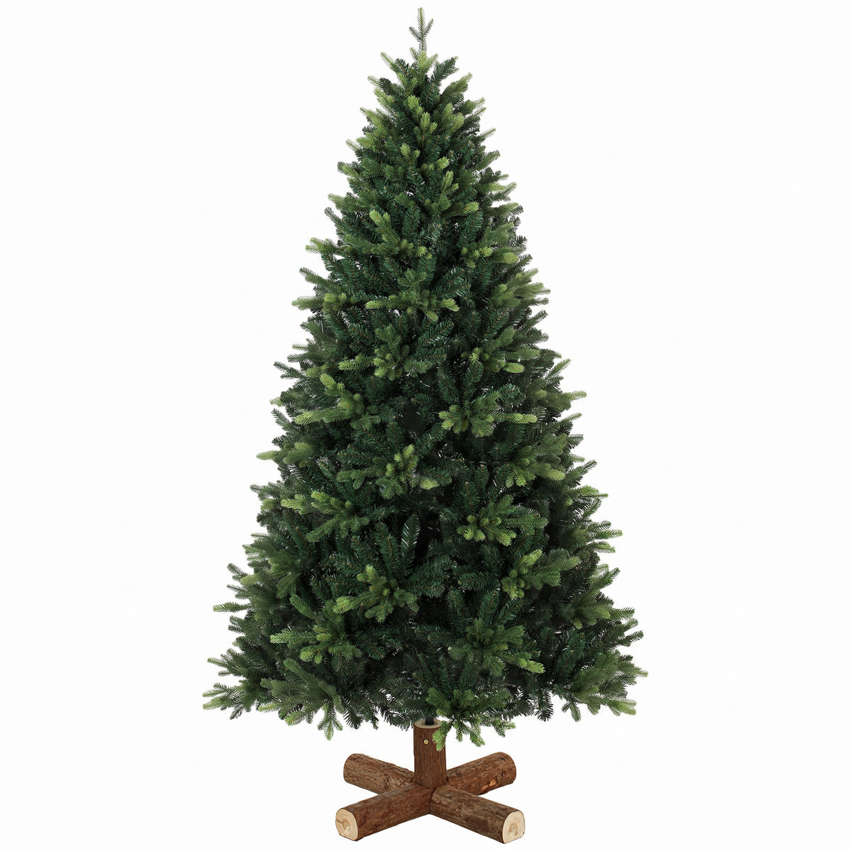 6ft Artificial Christmas Tree, Hinged Xmas Tree with 2419 PE & PVC Branch Tips, Solid Fir Wood Stand, Auto Open for Home Office Holiday Decoration, Green
