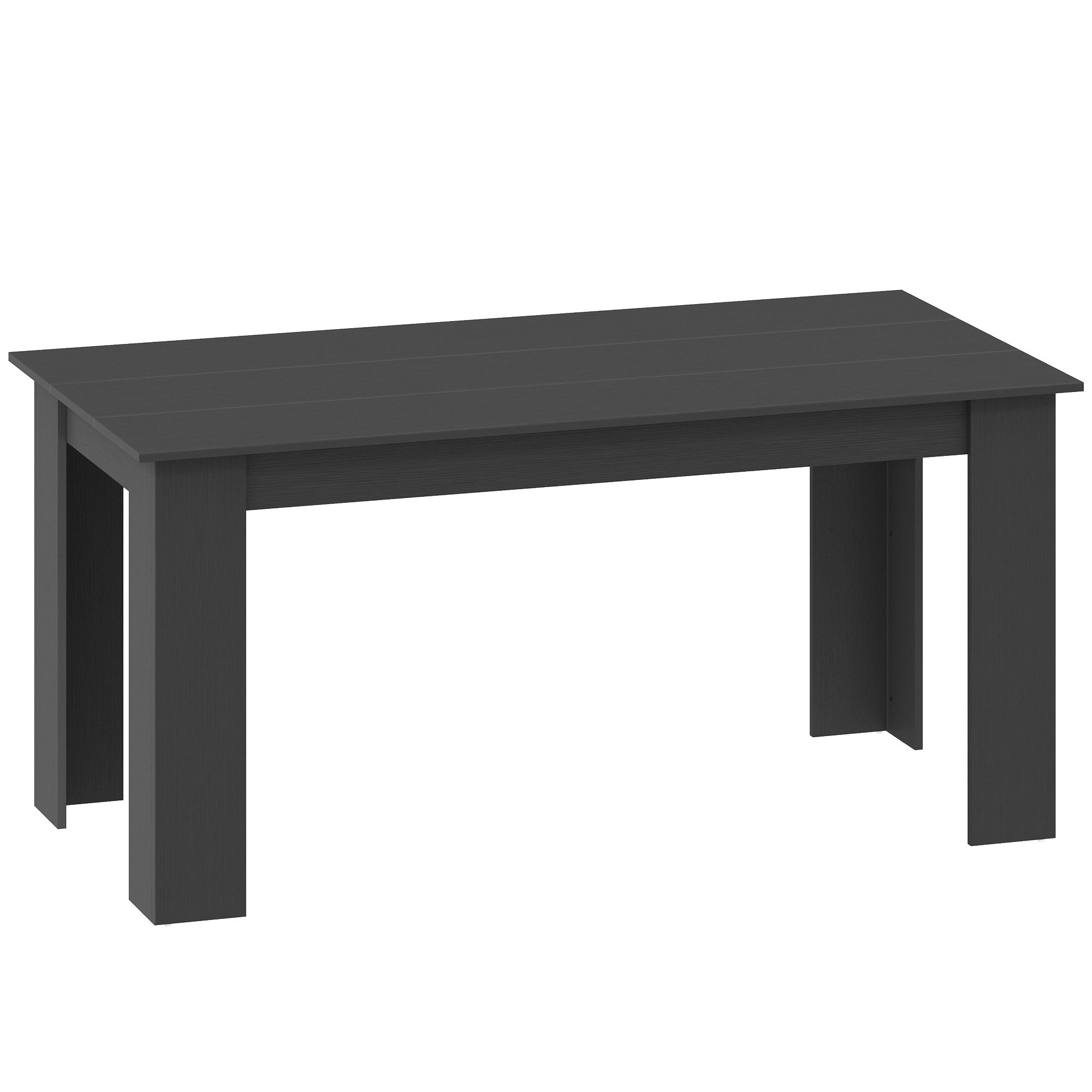 63" Dining Table for 4-6 People, Mid-Century Modern Rectangular Kitchen Table with Wood Effect for Dining Room, Living Room, Black Wood Effect