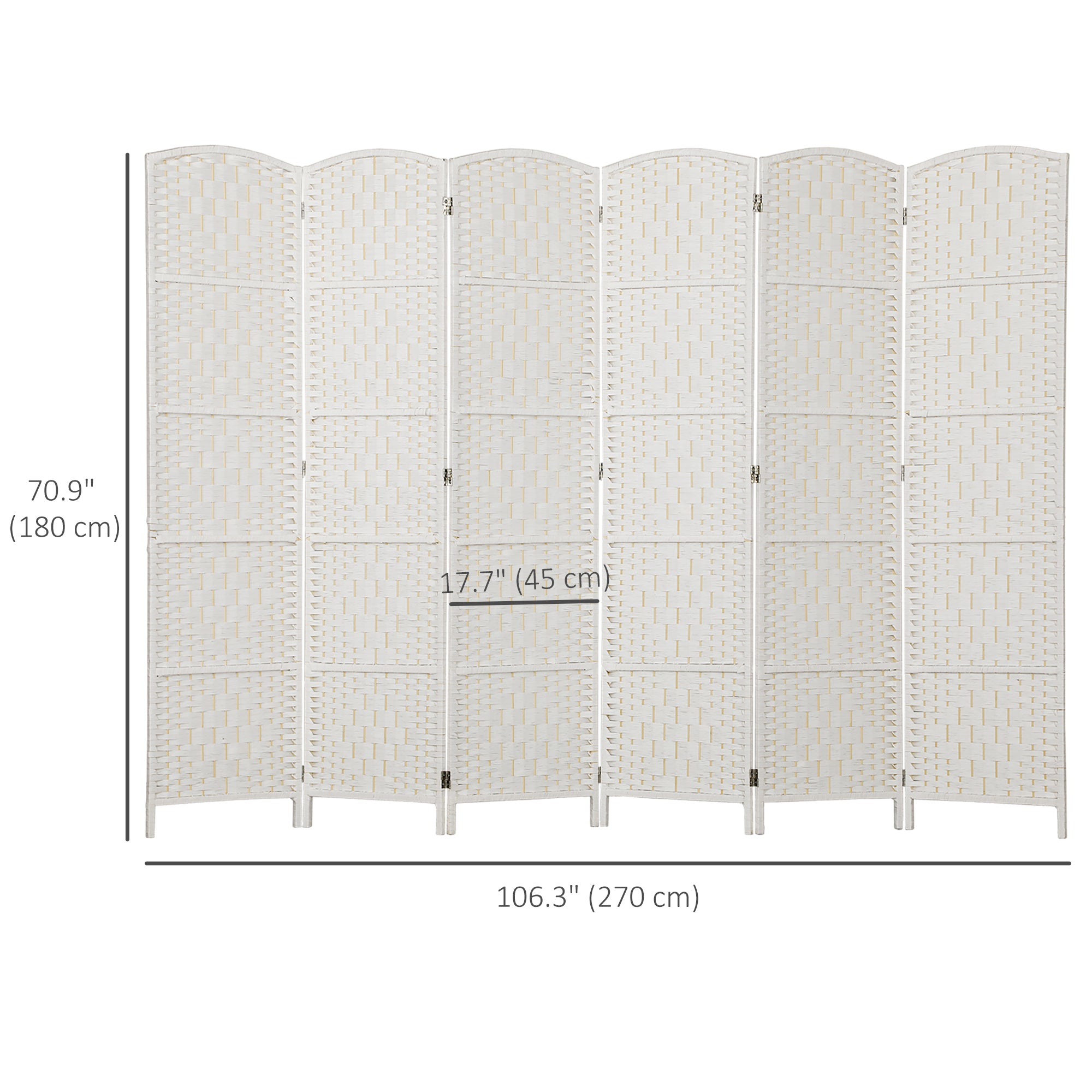 6 Panels Room Divider, 6 Ft Tall Indoor Portable Folding Privacy Screens, Hand-Woven Double Hinged Freestanding Partition Wall Divider for Home Office, Natural