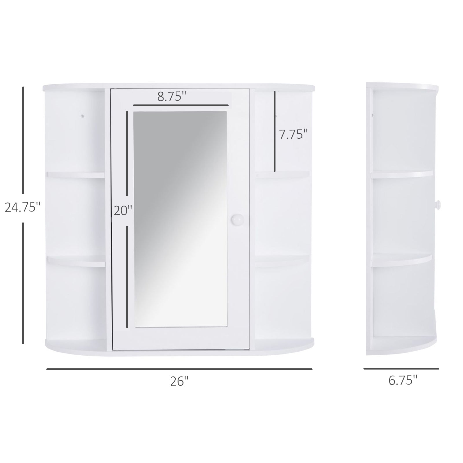 HOMCOM Bathroom Medicine Cabinet with Mirror, Wall Mounted Storage Cabinet with Mirrored Door & Shelves, Mirror Cabinet for Bathroom Living Room, White