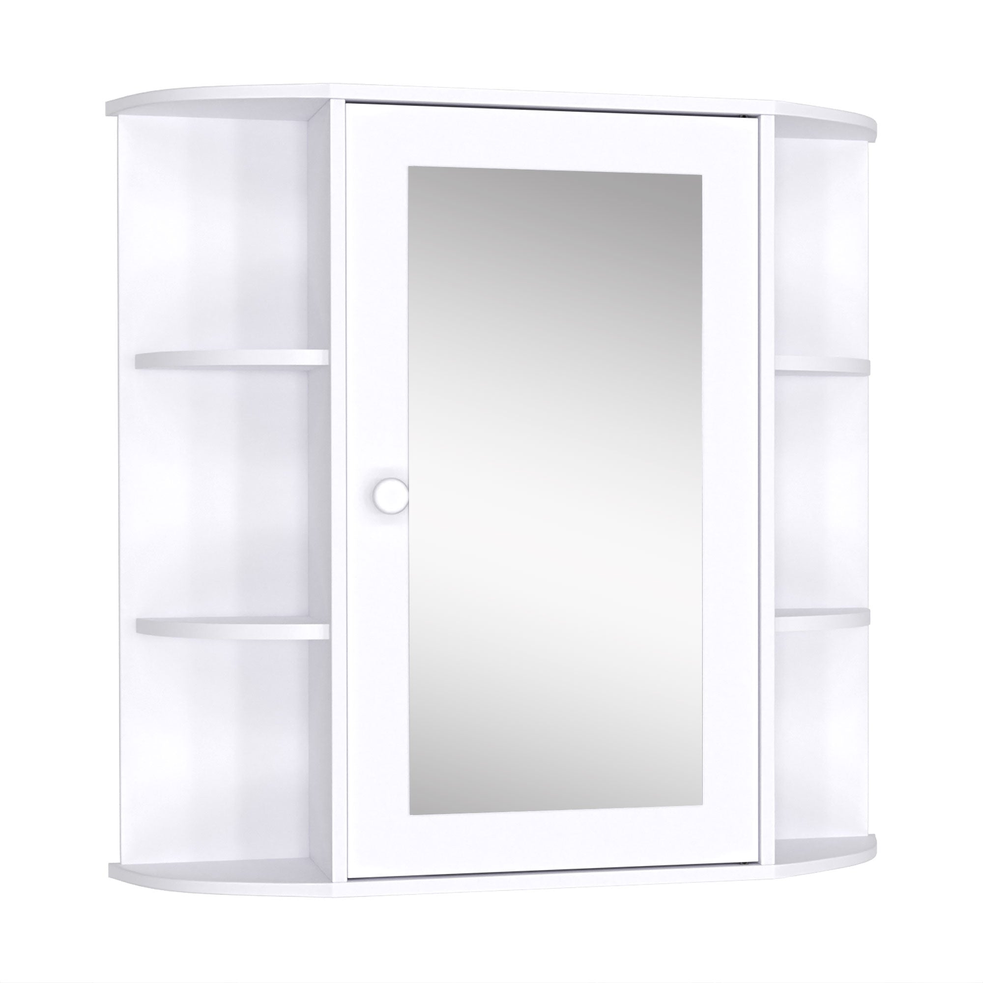 HOMCOM Bathroom Medicine Cabinet with Mirror, Wall Mounted Storage Cabinet with Mirrored Door & Shelves, Mirror Cabinet for Bathroom Living Room, White