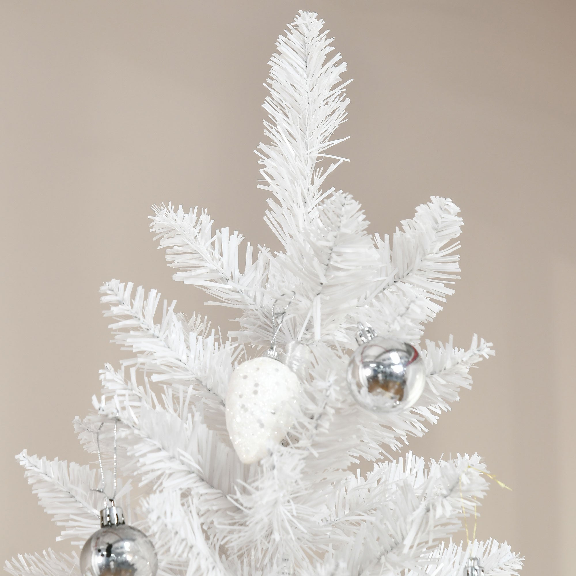 6' Tall Unlit Pencil Fir Artificial Christmas Tree with Realistic Branches and Steel Base Pink and White