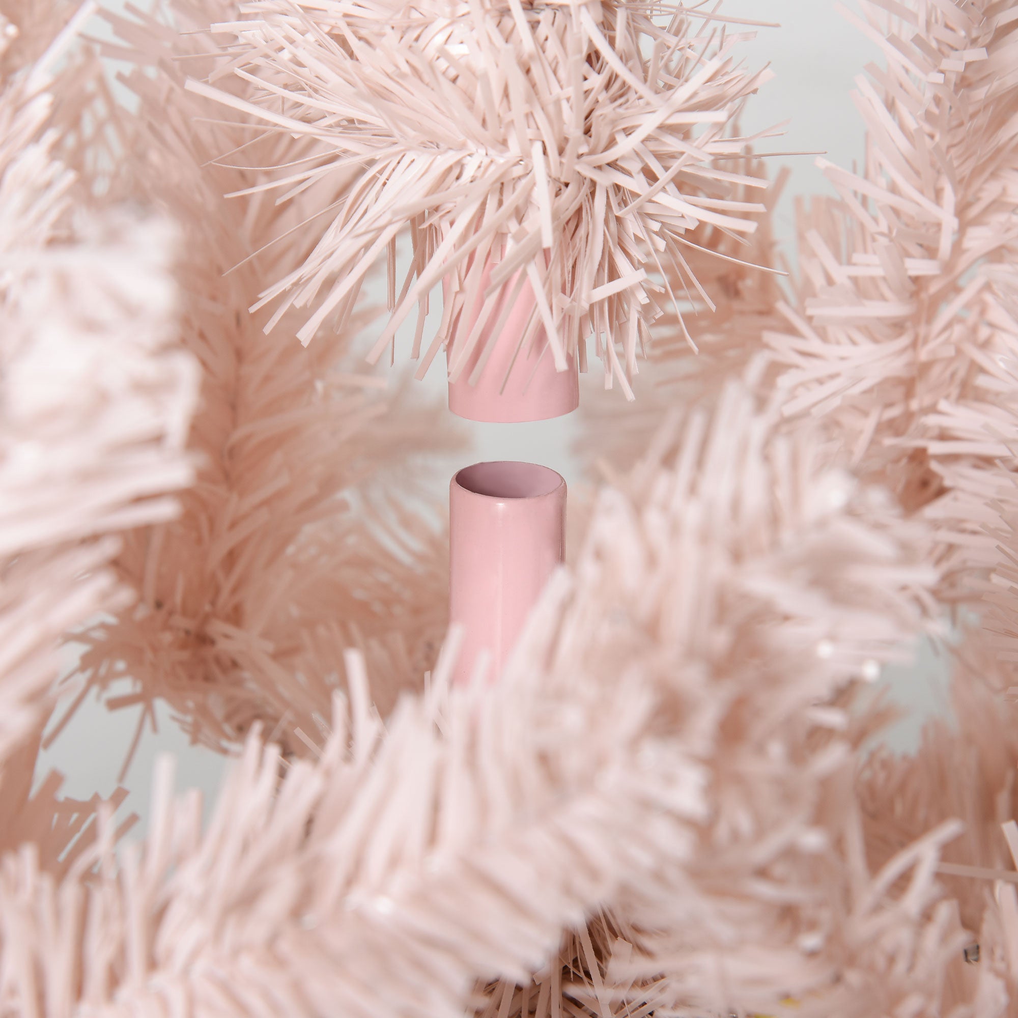 6' Tall Unlit Pencil Fir Artificial Christmas Tree with Realistic Branches and Steel Base Pink and White