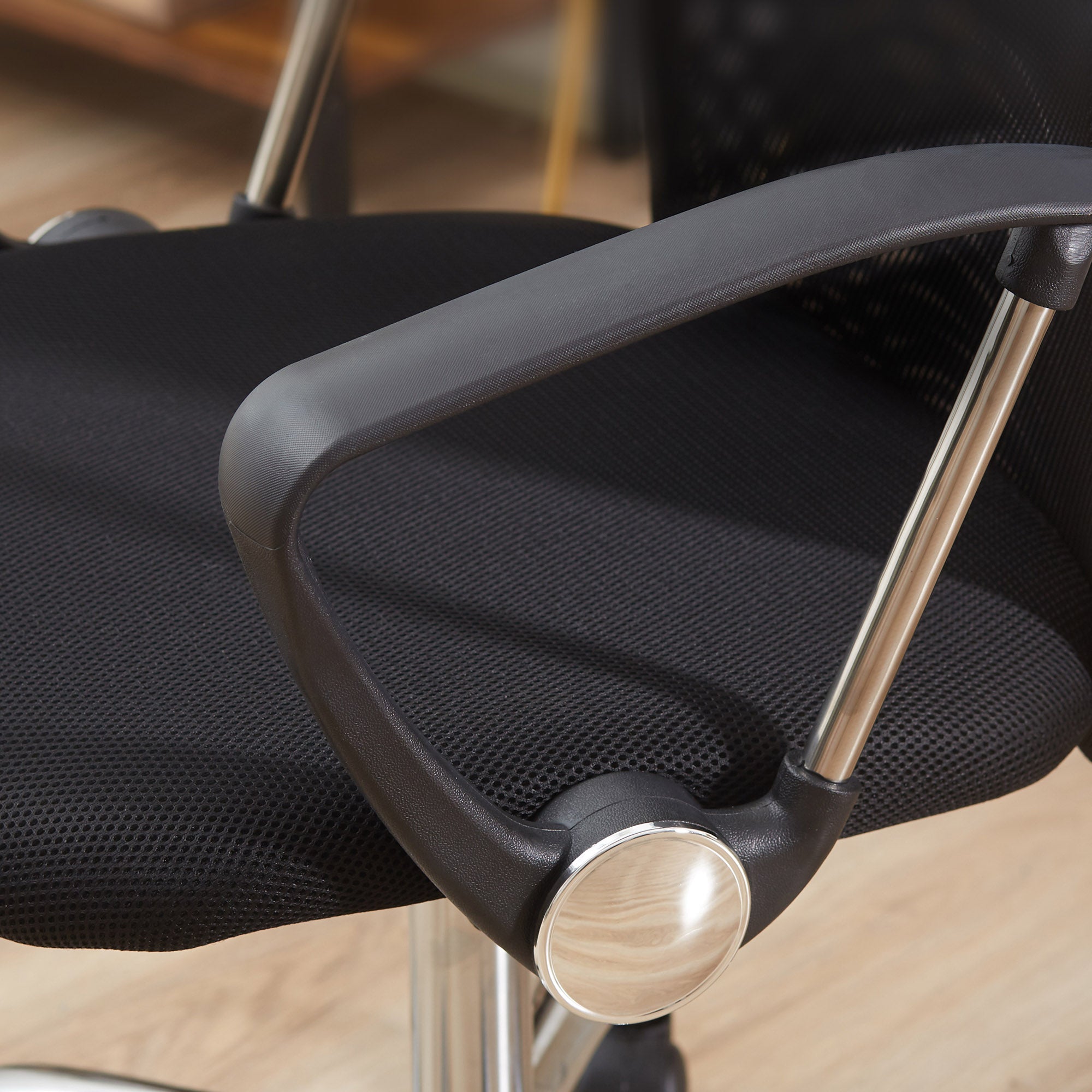 HOMCOM Mesh Office Chair, High Back Computer Desk Chair, Swivel Chair with Height Adjustable, Study Chair for Home Office, Black