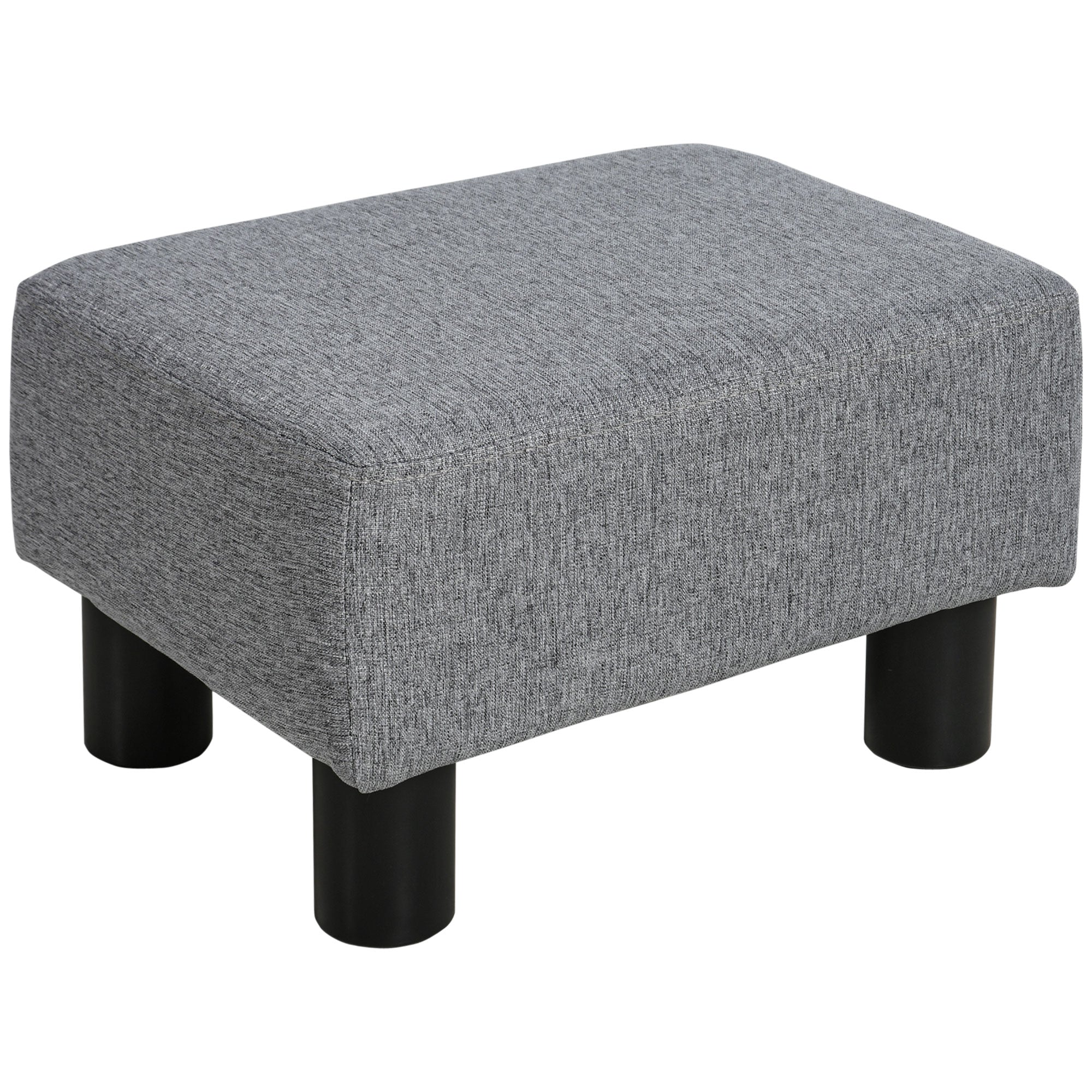 Ottoman Foot Rest, Small Foot Stool with Linen Fabric Upholstery and Plastic Legs, Cube Ottoman for Living Room, Gray