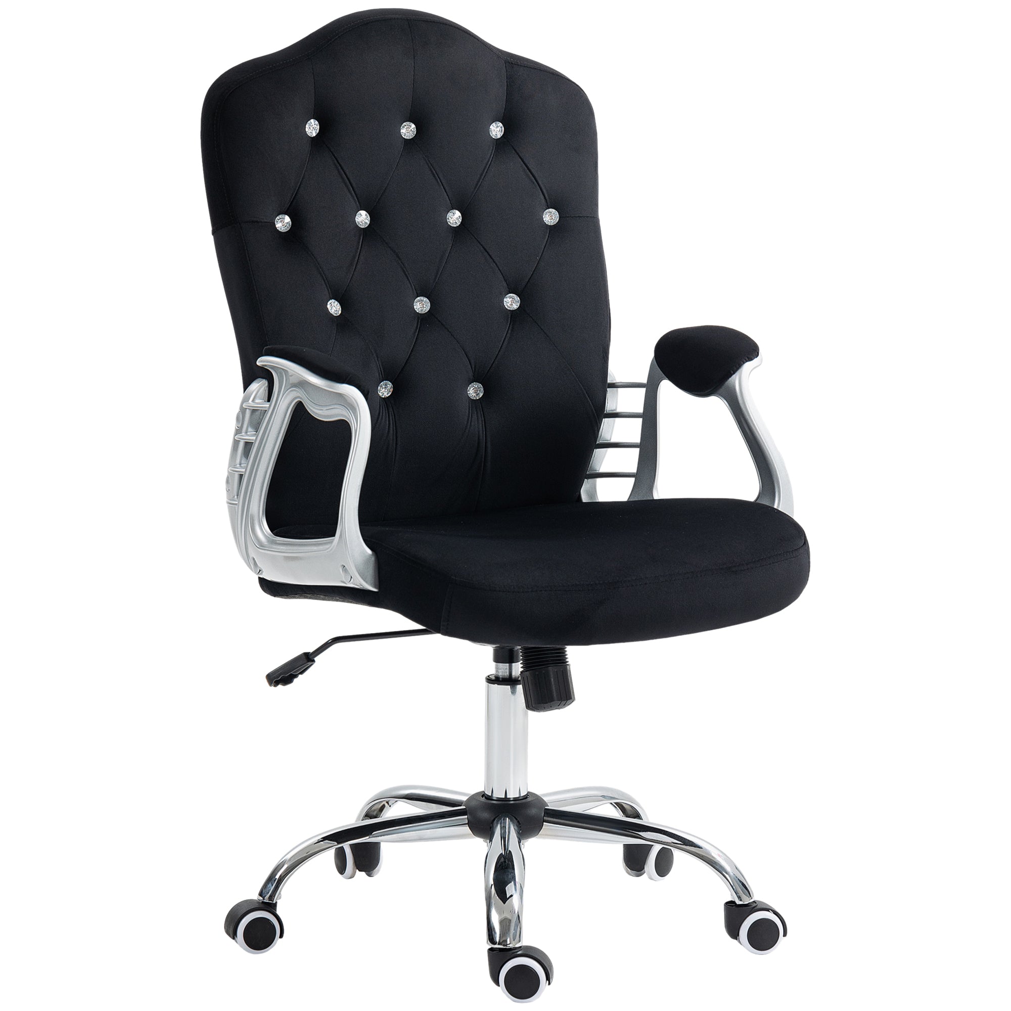 Velvet Office Chair Desk Chair with 360 Degree Swivel Wheels Adjustable Height Tilt Function Black