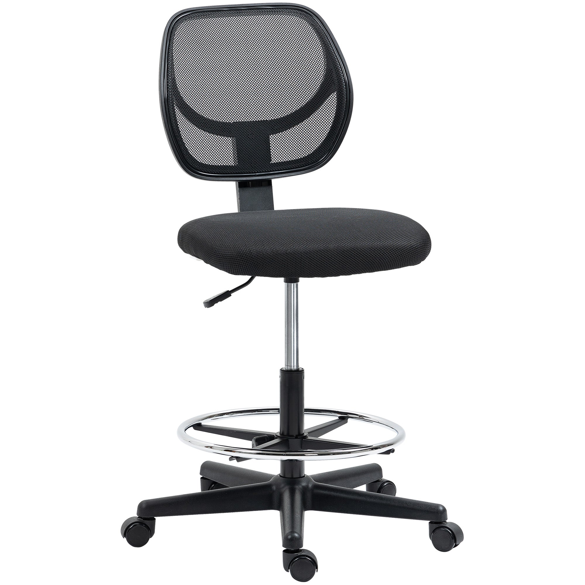Vinsetto Drafting Chair, Standing Desk Chair, Painting Chair with Adjustable Height, Footrest Ring, Black