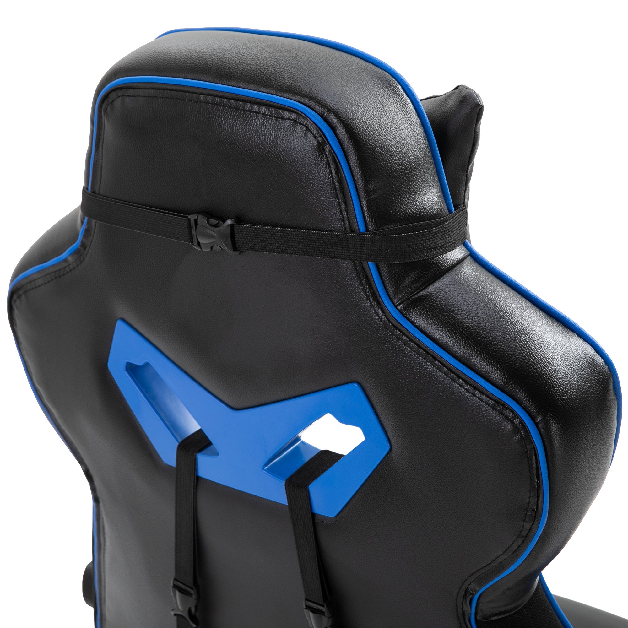 Vinsetto Computer Gaming Chair, Racing Desk Chair with Lumbar Support and Footrest, PU Leather Gamer Chair with Headrest and Swivel Wheels for Home, Blue