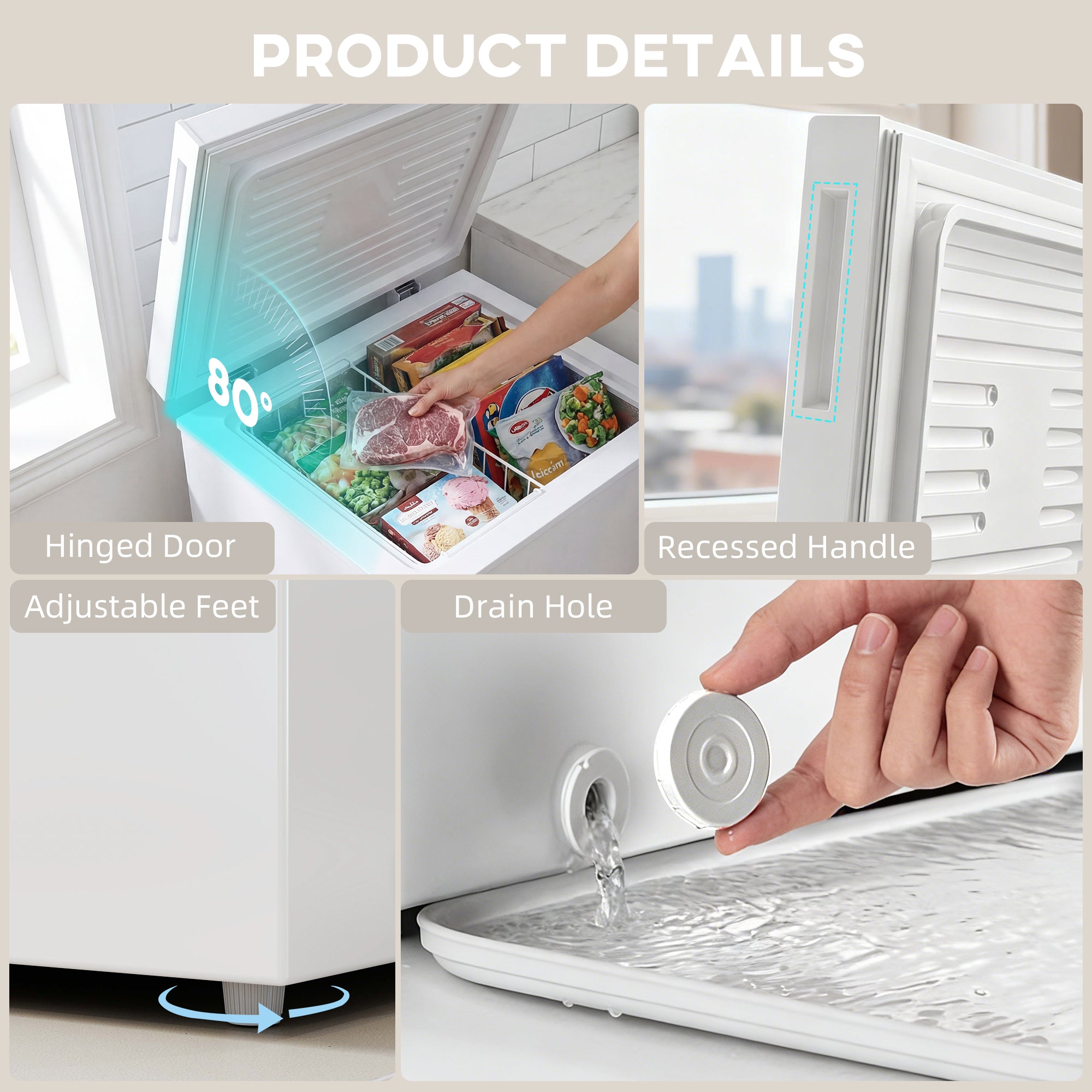 Mini Freezer, 3.5 Cu.Ft Compact Chest Freezer with 5-Setting Adjustable Thermostat, Wire Basket, Quiet Operation for Kitchen, Garage, Dining Room, White