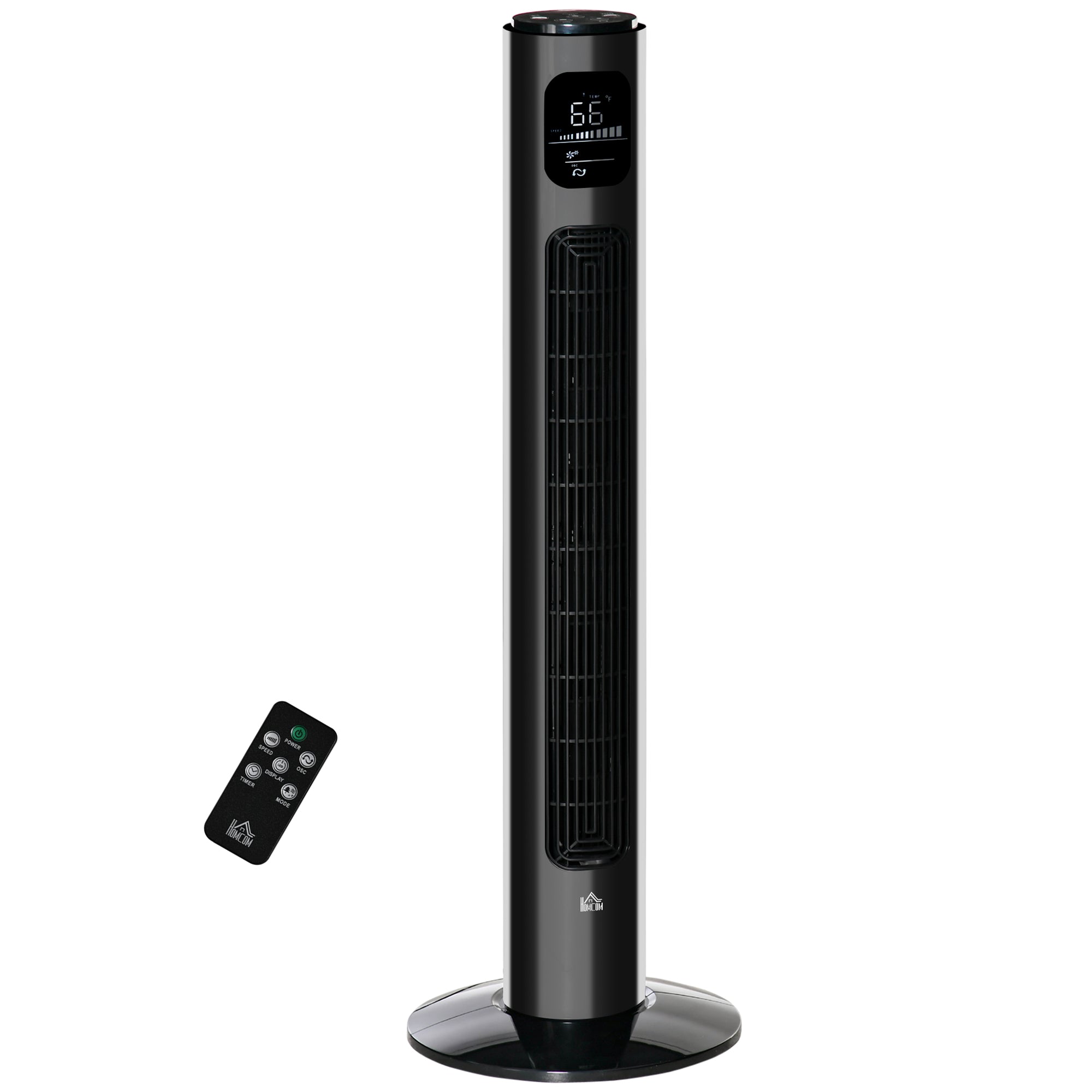 38 Inch Tower Fan with Aroma Diffuser Quiet 70° Oscillating 3 Speeds 12H Timer Remote Control Black