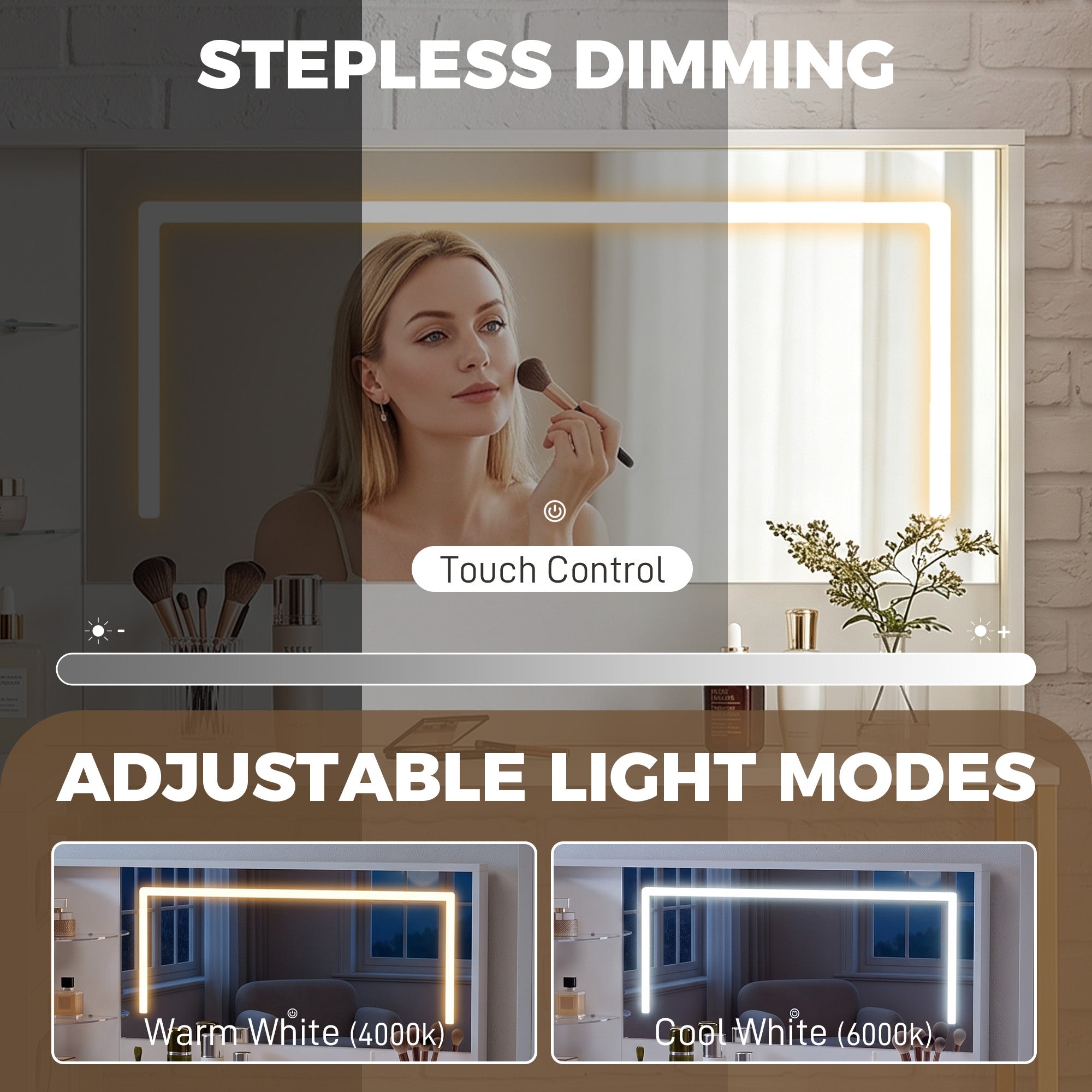 Dressing Table with Adjustable LED Mirror and Padded Stool, Corner L-Shaped Vanity Desk with 5 Drawers, 2 Open Shelves, 2 Glass Shelves, Modern Makeup Table for Bedroom, 120x80x135 cm, White