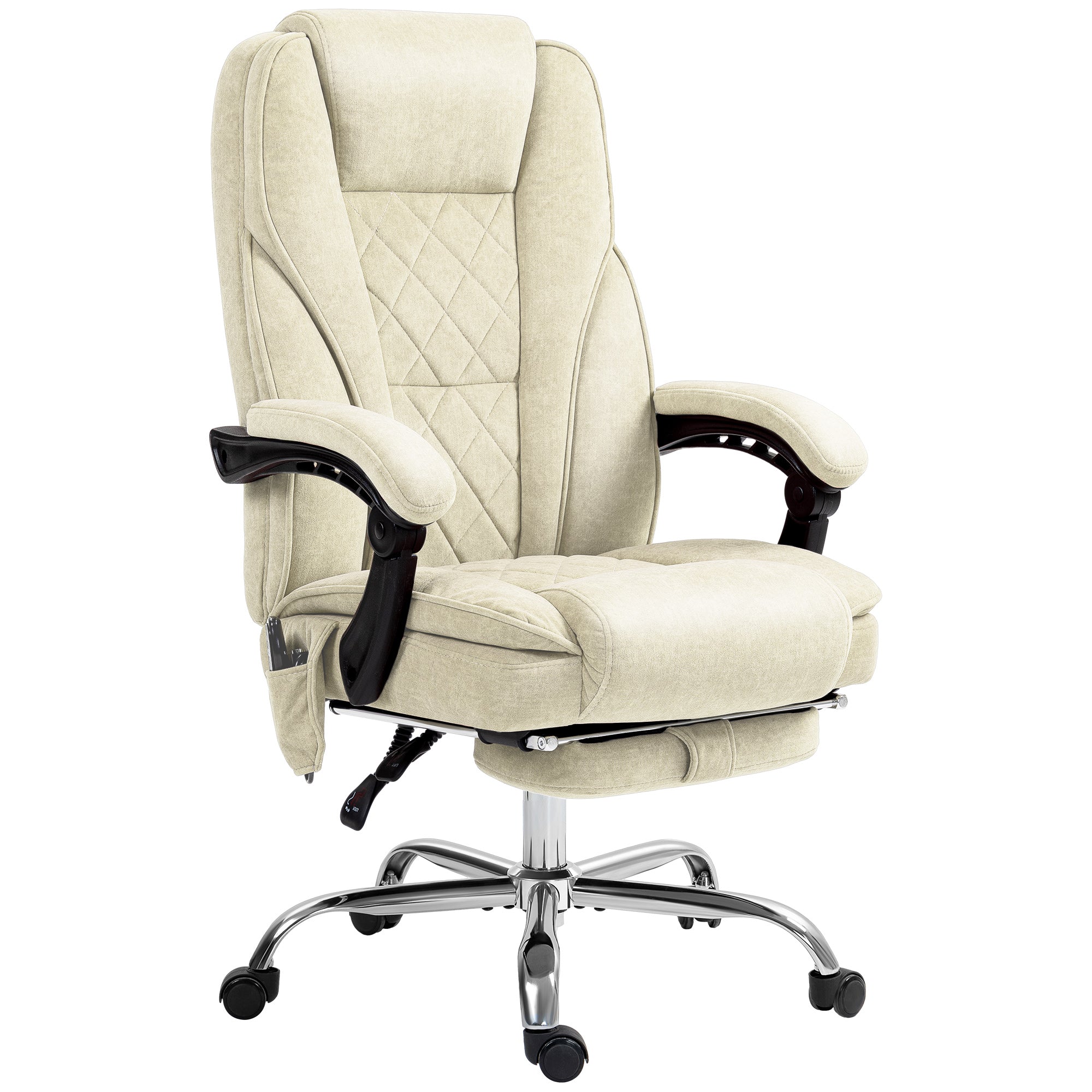 Massage Office Chair, Heated Reclining Computer Chair with Adjustable Height and Footrest, Beige