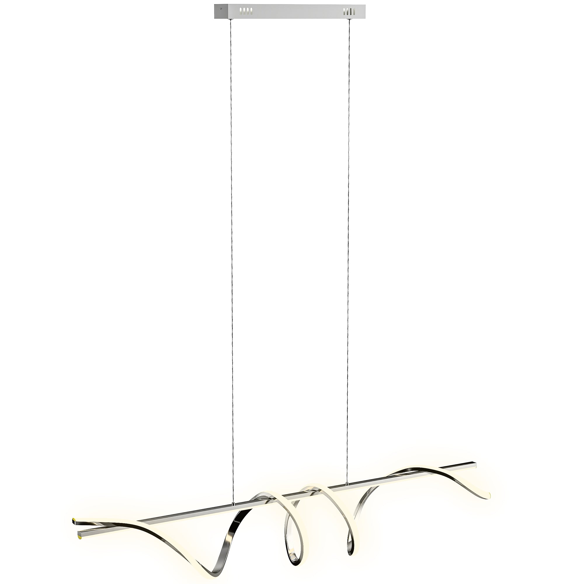 LED Pendant Light, Modern Ceiling Light with 3000K/4000K/6000K Temperatures, Adjustable Height Hanging Fixture with Wall Switch for Kitchen Island, Dining Room, Silver Tone