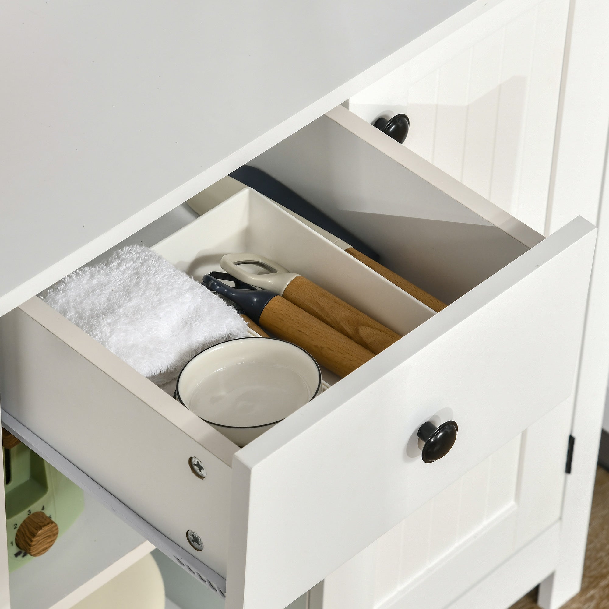 63" Kitchen Pantry Cabinet Freestanding Storage with 2 Glass Doors and 2 Adjustable Shelves