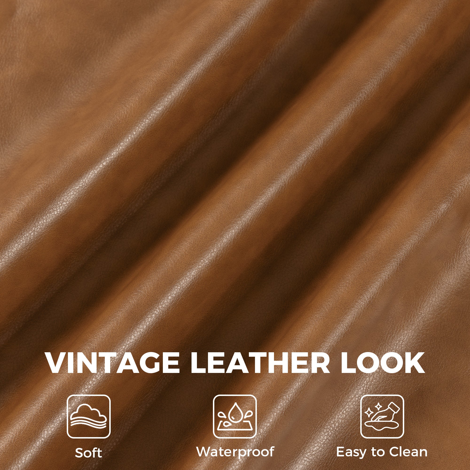 Home Office Desk Chair, PU Leather Computer Chair with Padded Arms, Mid Back, 360° Swivel, Adjustable Height, Tilt Function, Rolling Wheels, Vintage Style for Task, Study, Work, Brown