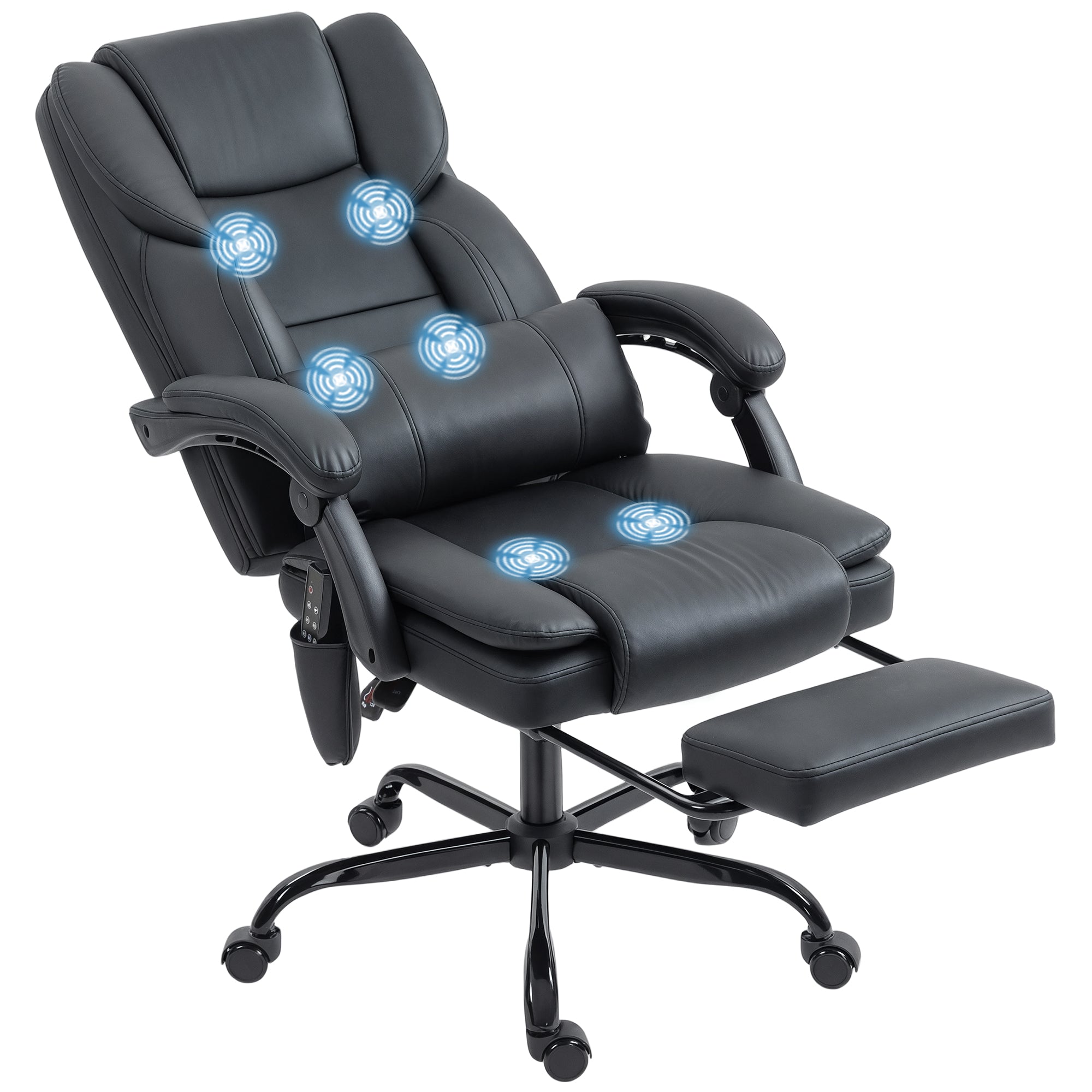 Massage Office Chair with Footrest, Lumbar Support and 6 Vibration Points