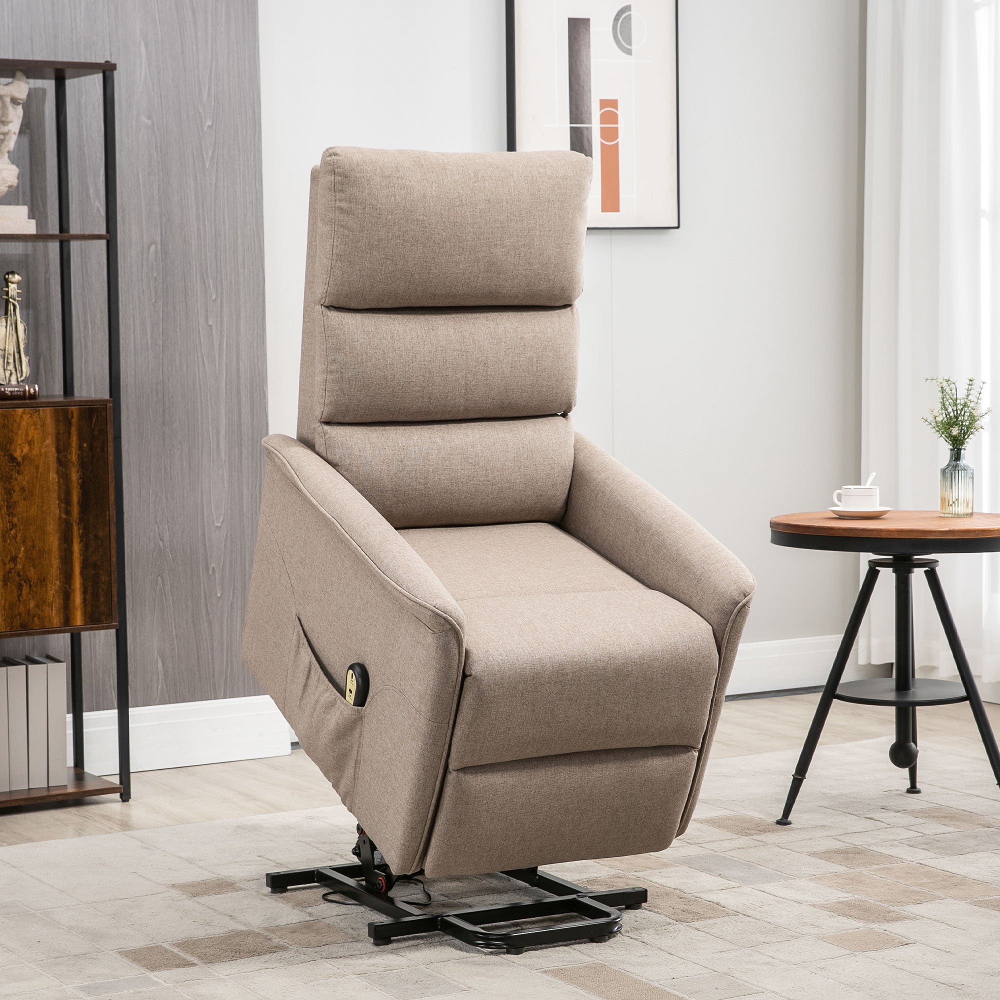 HOMCOM Power Lift Chair, Electric Recliner for Elderly, Padded Reclining Chair with Remote Control, Side Pockets for Living Room, Brown