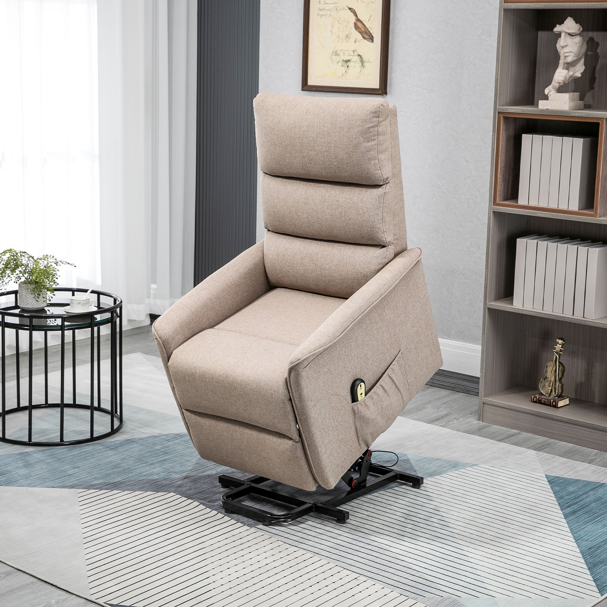 HOMCOM Power Lift Chair, Electric Recliner for Elderly, Padded Reclining Chair with Remote Control, Side Pockets for Living Room, Brown
