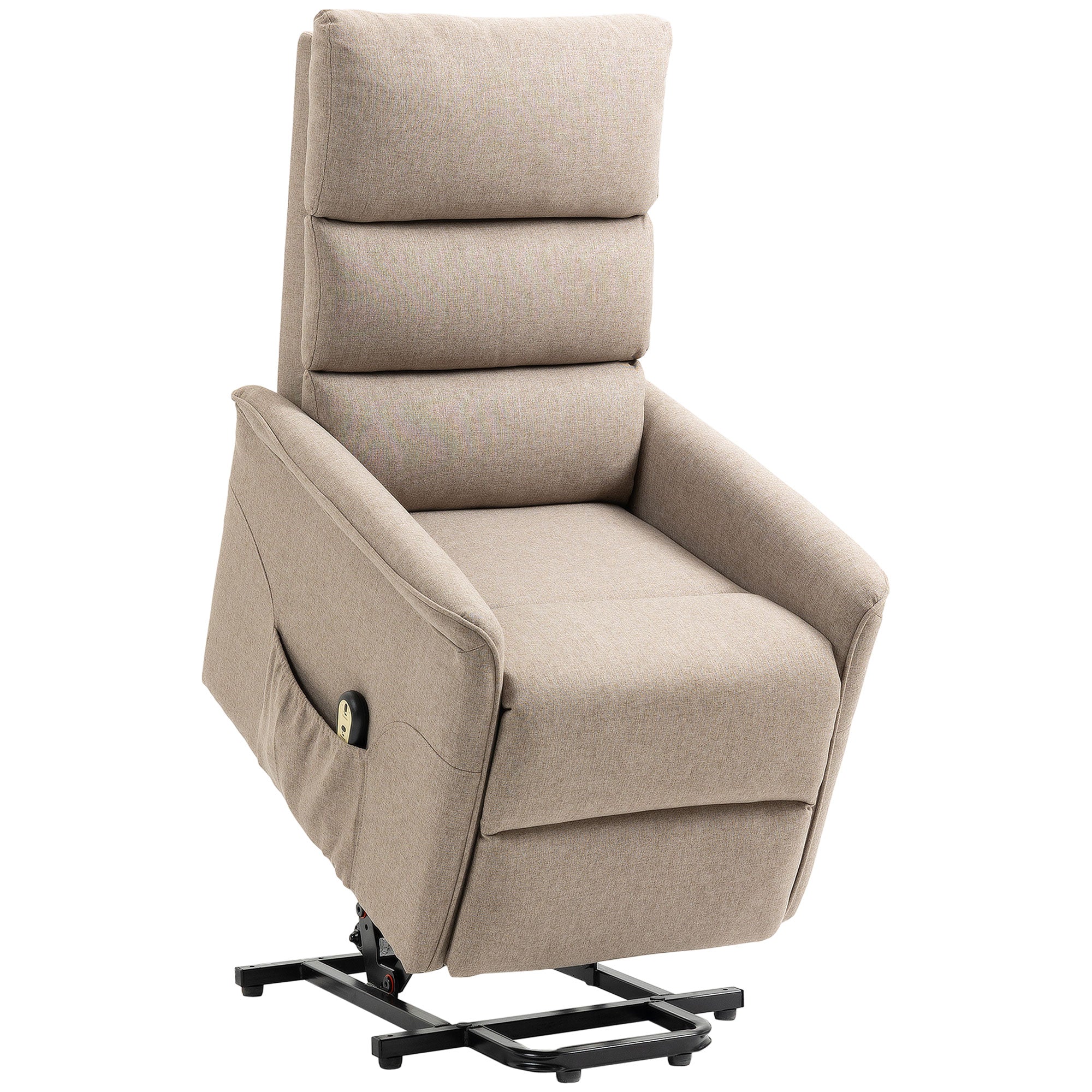 HOMCOM Power Lift Chair, Electric Recliner for Elderly, Padded Reclining Chair with Remote Control, Side Pockets for Living Room, Brown