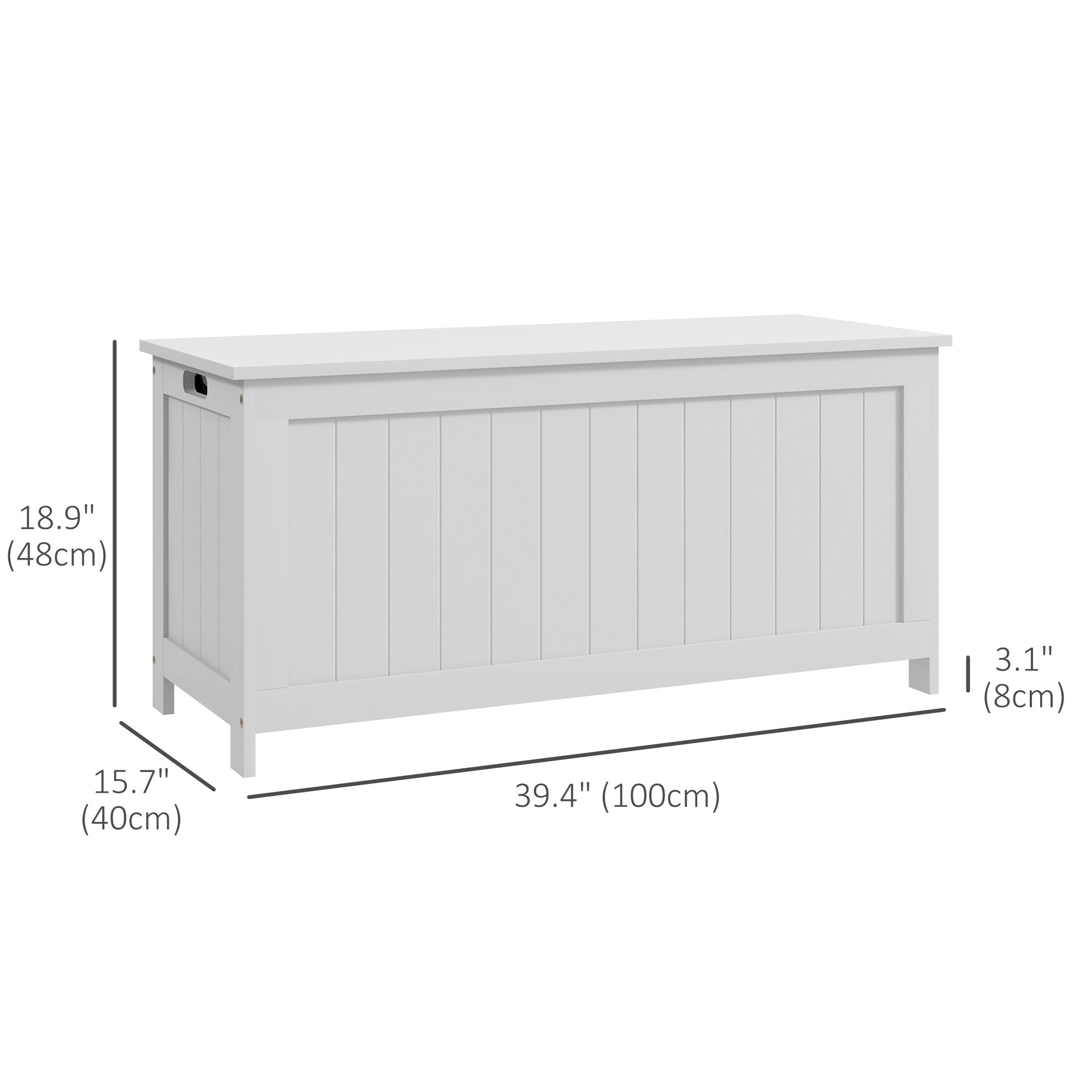 HOMCOM Storage Chest, Modern Storage Trunk with 2 Safety Hinges and Cut-out Handles, Storage Bench for Living Room, Shoe Bench for Entryway, 39.4" x 15.7" x 18.9", White