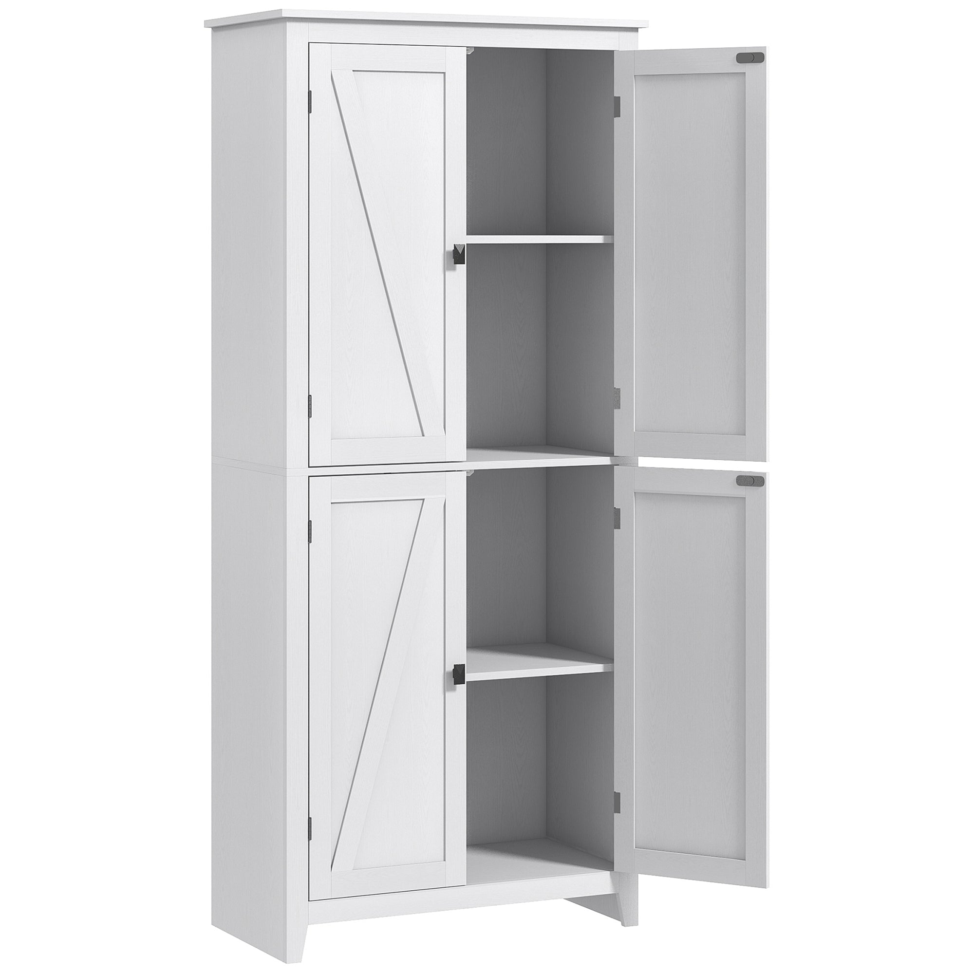 72" Freestanding Kitchen Pantry Cabinet Farmhouse Tall Storage Cabinet White