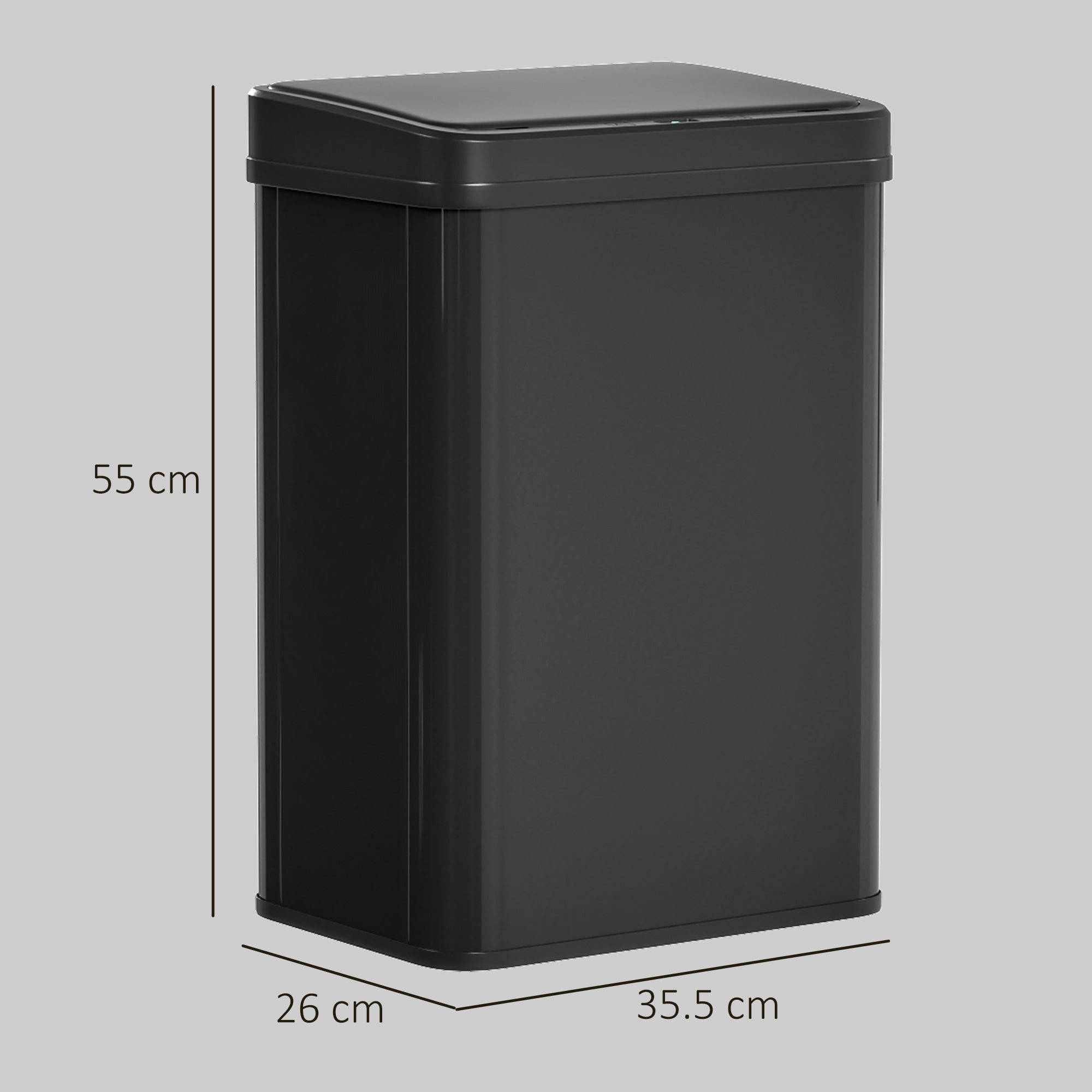 40L Sensor Bin with Quiet Soft-Close Lid, Automatic Touchless Motion Sensor Kitchen Bin with Fingerprint Resistant Stainless Steel for Hygienic Gyms, Home Office Use, Black