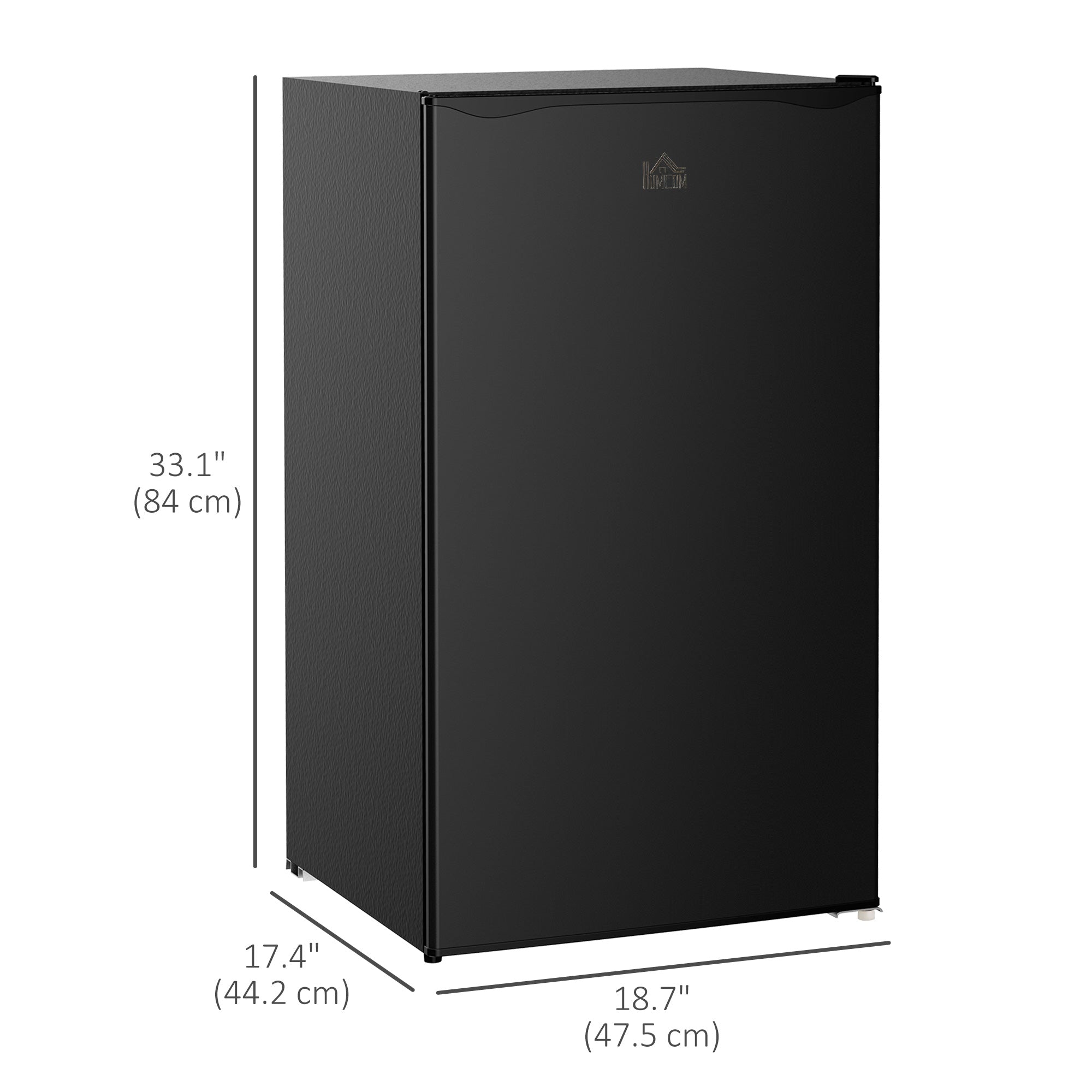 HOMCOM Mini Fridge with Freezer, 3.2 Cu. Ft. Compact Refrigerator with Adjustable Shelves, Mechanical Thermostat, Reversible Single Door for Bedroom, Dorm, Kitchen, Black