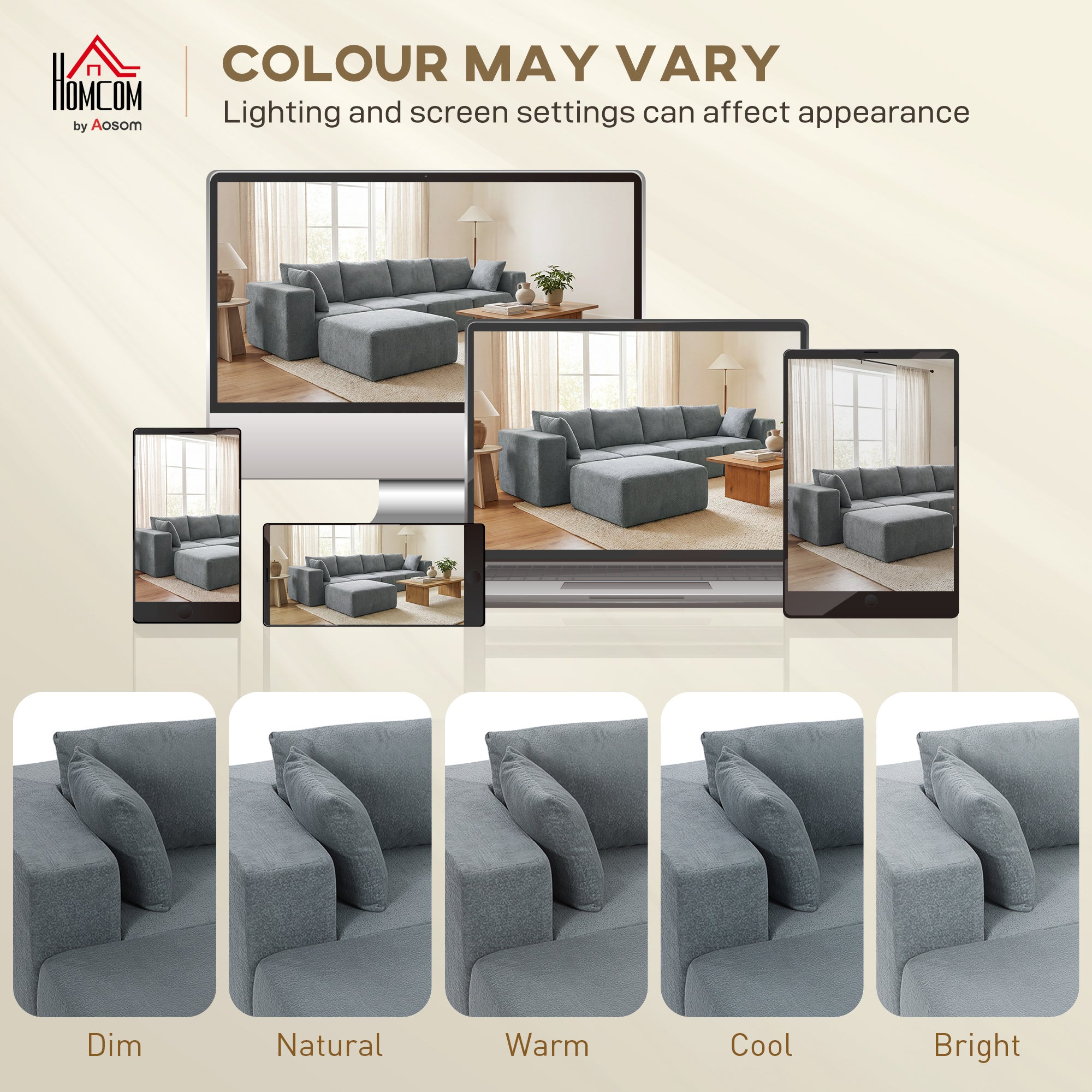 116" Modular Sectional Sofa, Boneless Sectional Couch with Wide and Deep Seat, 4 Seat U-Shape Sofa Couch with 2 Ottomans for Living Room Apartments Bedroom, No Assembly Required, Dark Gray