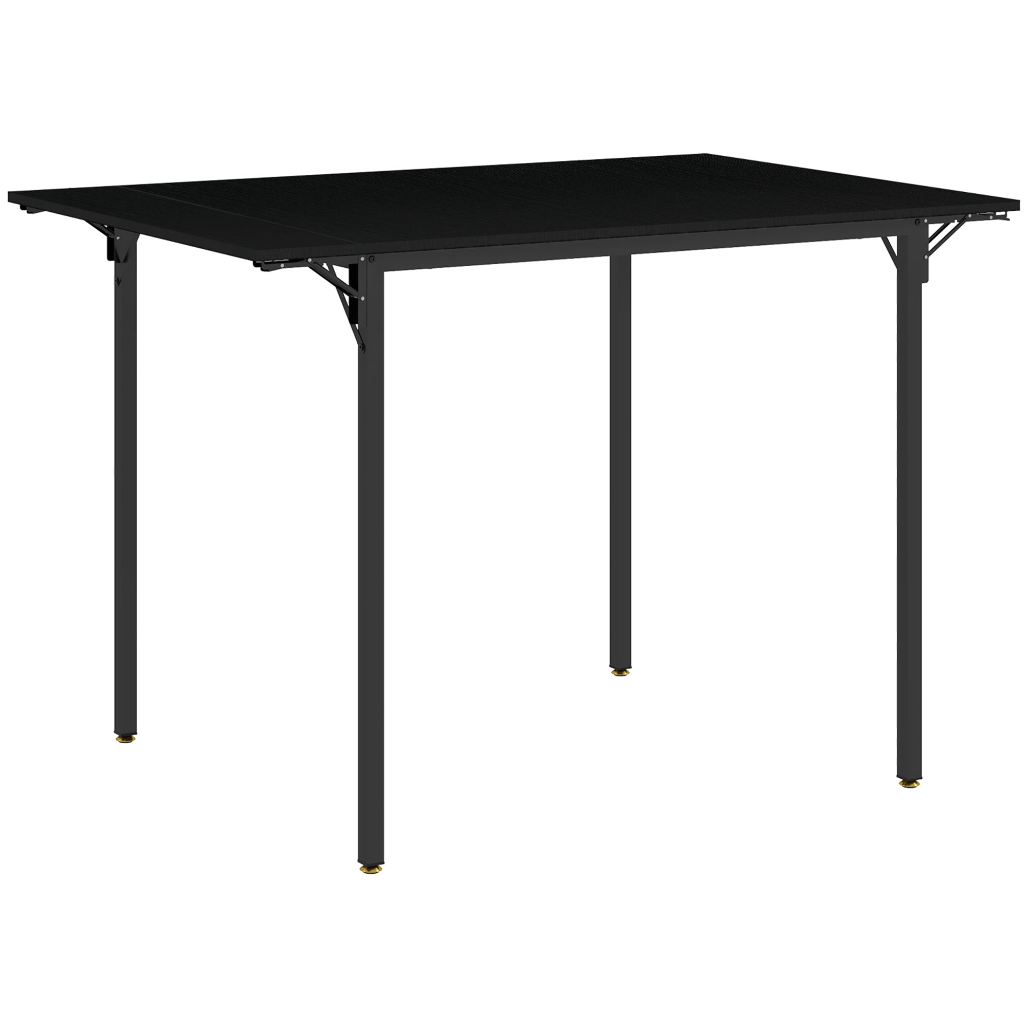 Folding Dining Table for 2 to 4 People, Industrial Drop Leaf Table, Kitchen Table for Small Spaces, Black