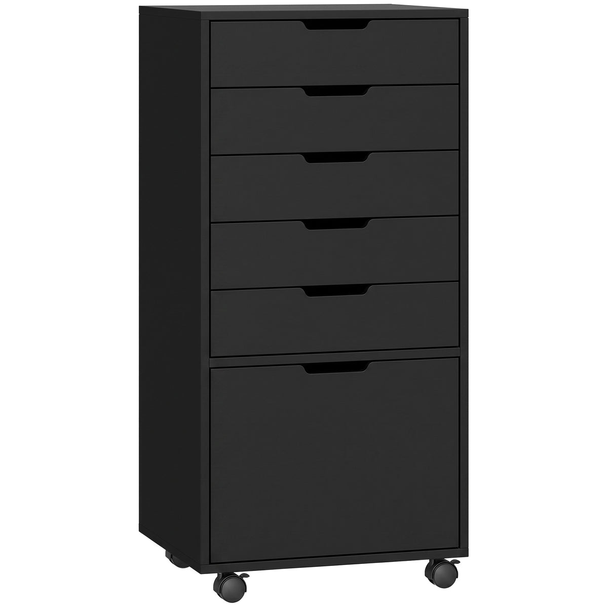 5 Drawer Vertical File Cabinet with Lockable Wheels, Filing Cabinet for Home Office, Printer Stand with Adjustable Hanging Bars For A4, Letter, legal File Folders, Black