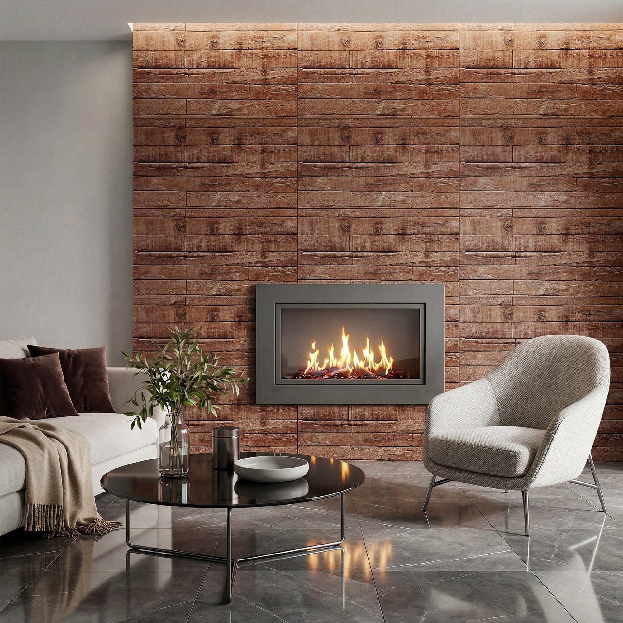 8-Pack 3D Faux Wood Wall Panels, Lightweight Polyurethane Panels for Interior and Exterior Accent Walls, Water-Resistant, 4' x 2', Cover 61.8 Sq.Ft., 0.6" Thick, Coffee
