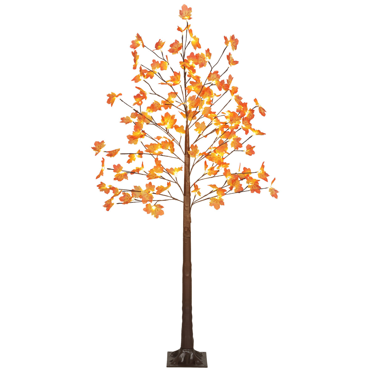 6FT Artificial Lighted Maple Tree with 96 LED Lights, Daily Timer, Fall Decoration with 8 Bendable Branches for Home Indoor Sheltered Outdoor, Thanksgiving Decor