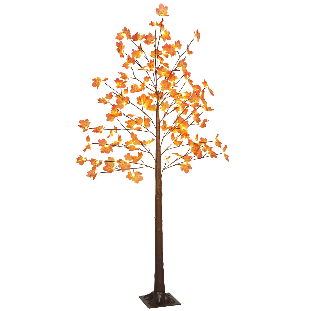 6FT Artificial Lighted Maple Tree with 96 LED Lights, Daily Timer, Fall Decoration with 8 Bendable Branches for Home Indoor Sheltered Outdoor, Thanksgiving Decor