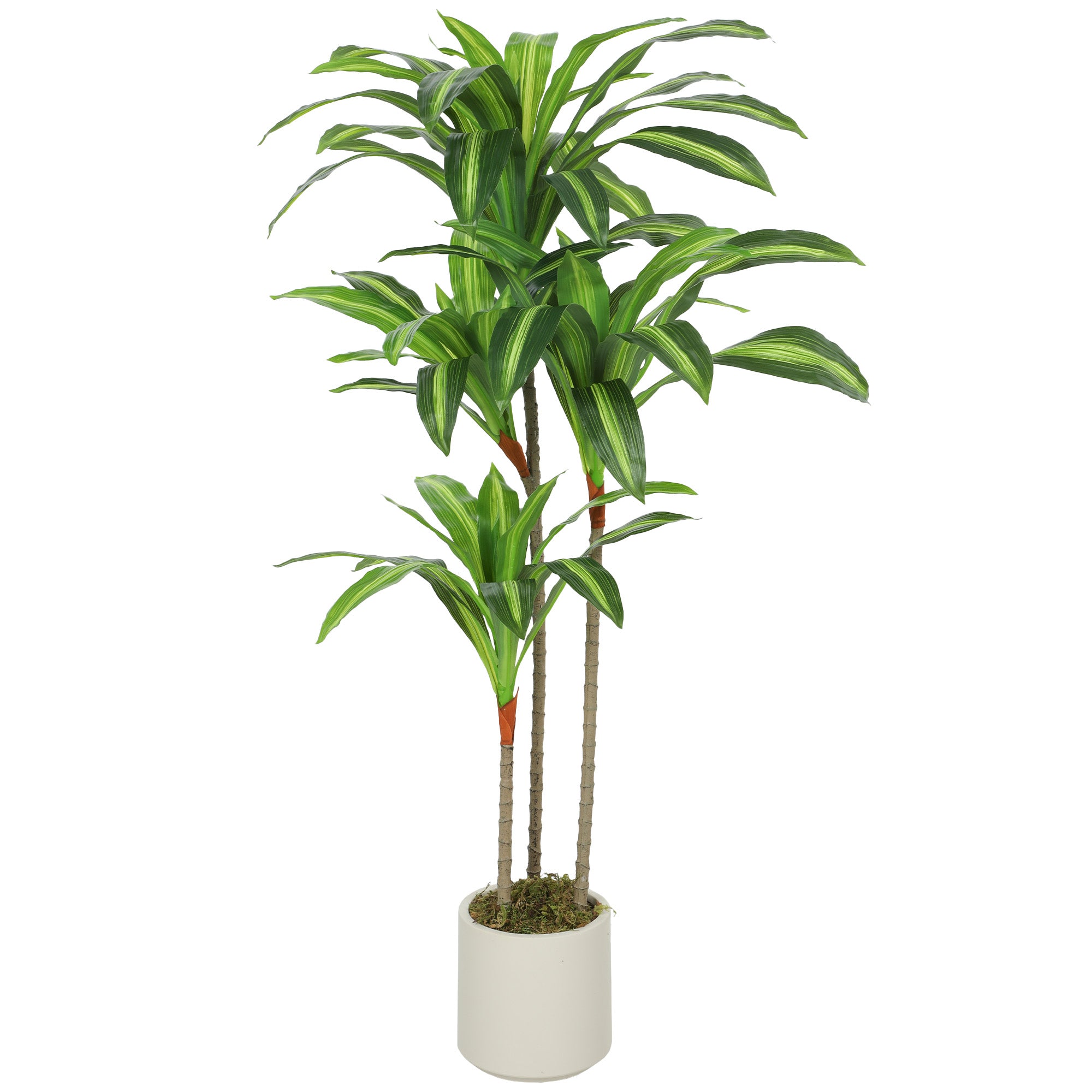 4FT Artificial Dracaena Tree, Lifelike Dracaena Fake Plant with Bendable Trunks and White Planter for Living Room Bedroom Home Office Decor, Green