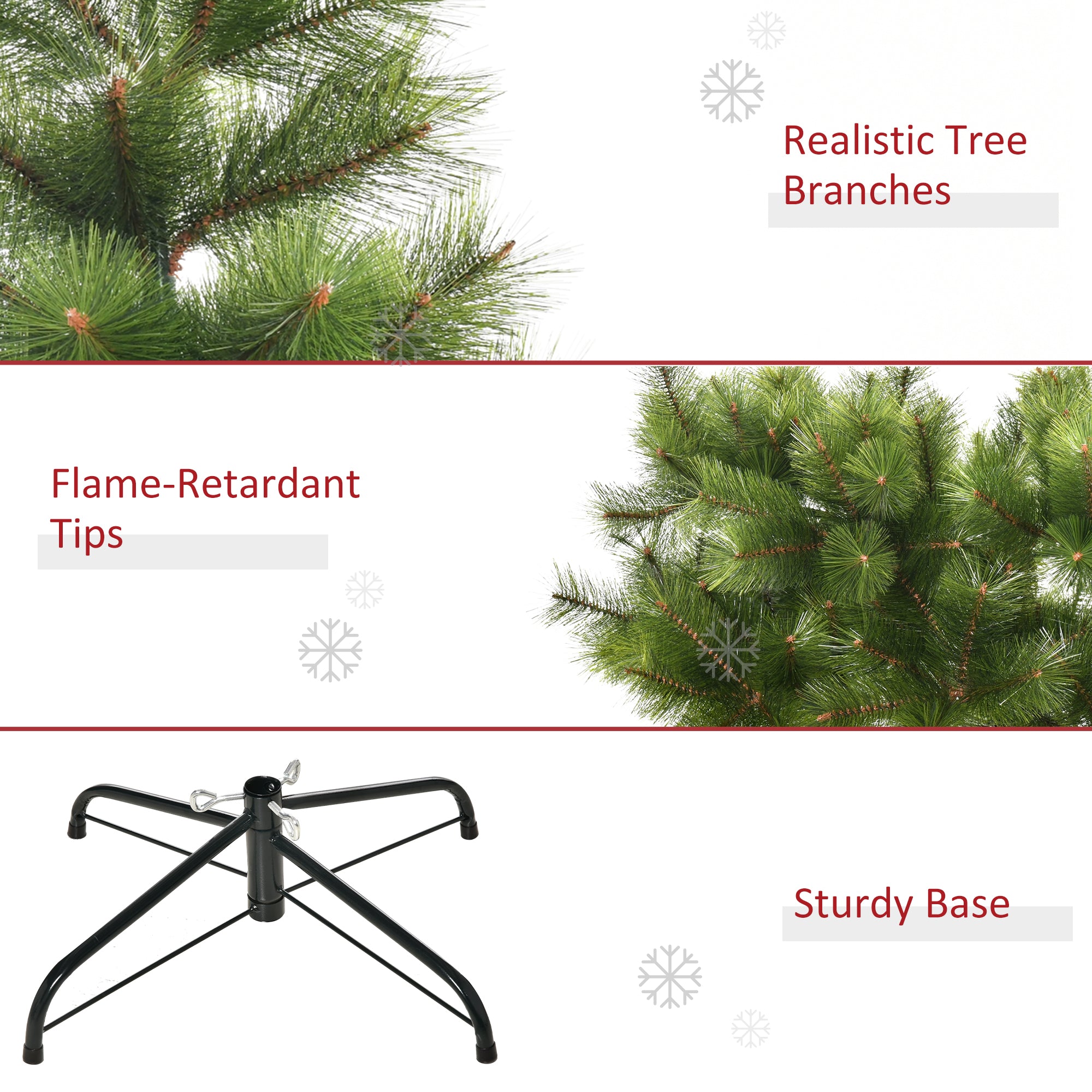 HOMCOM 7 FT Artificial Christmas Tree, Classic Xmas Tree, Holiday Indoor Decoration with Metal Stand, 505 Branches, Green