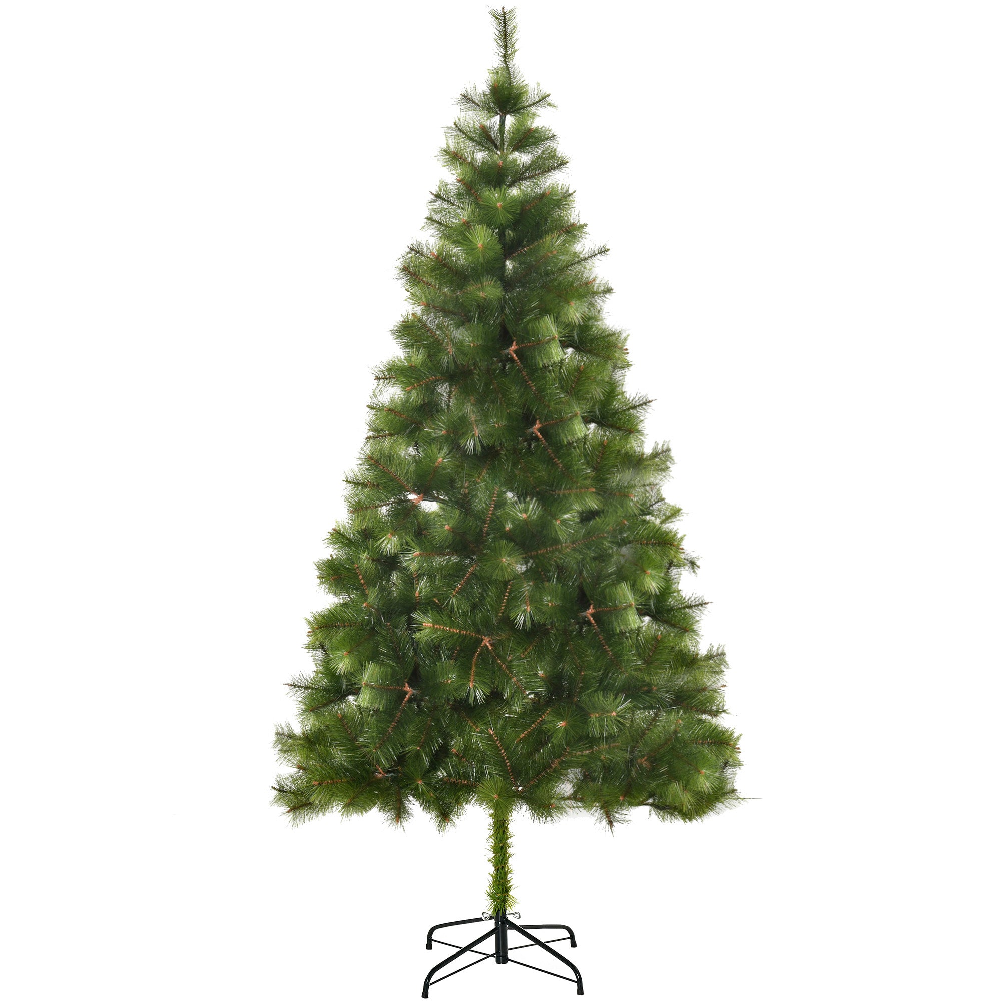 HOMCOM 7 FT Artificial Christmas Tree, Classic Xmas Tree, Holiday Indoor Decoration with Metal Stand, 505 Branches, Green