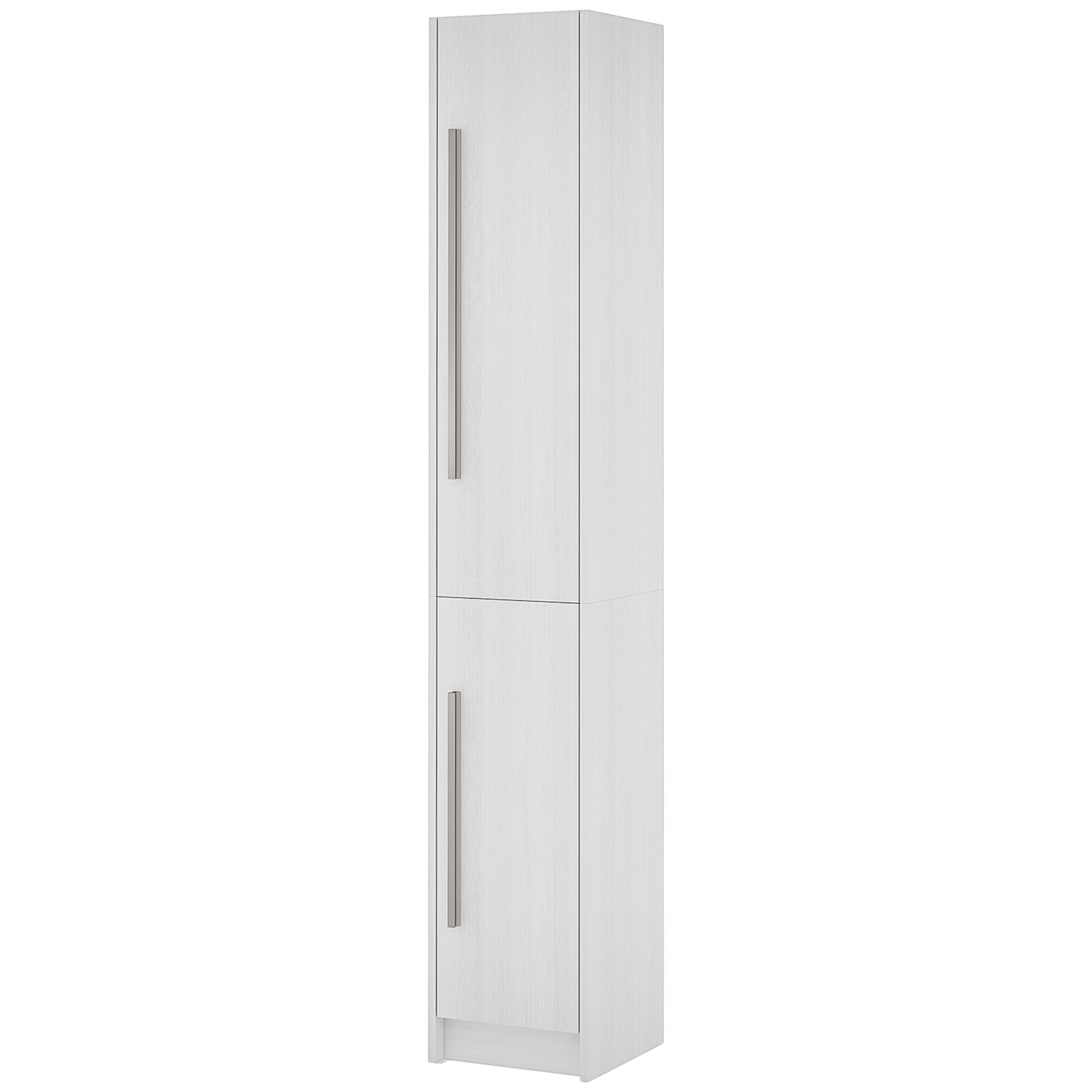 HOMCOM Tall Bathroom Storage Cabinet, Freestanding Narrow Storage Cabinet, Bathroom Floor Cabinet with 2 Doors, White Wood Grain