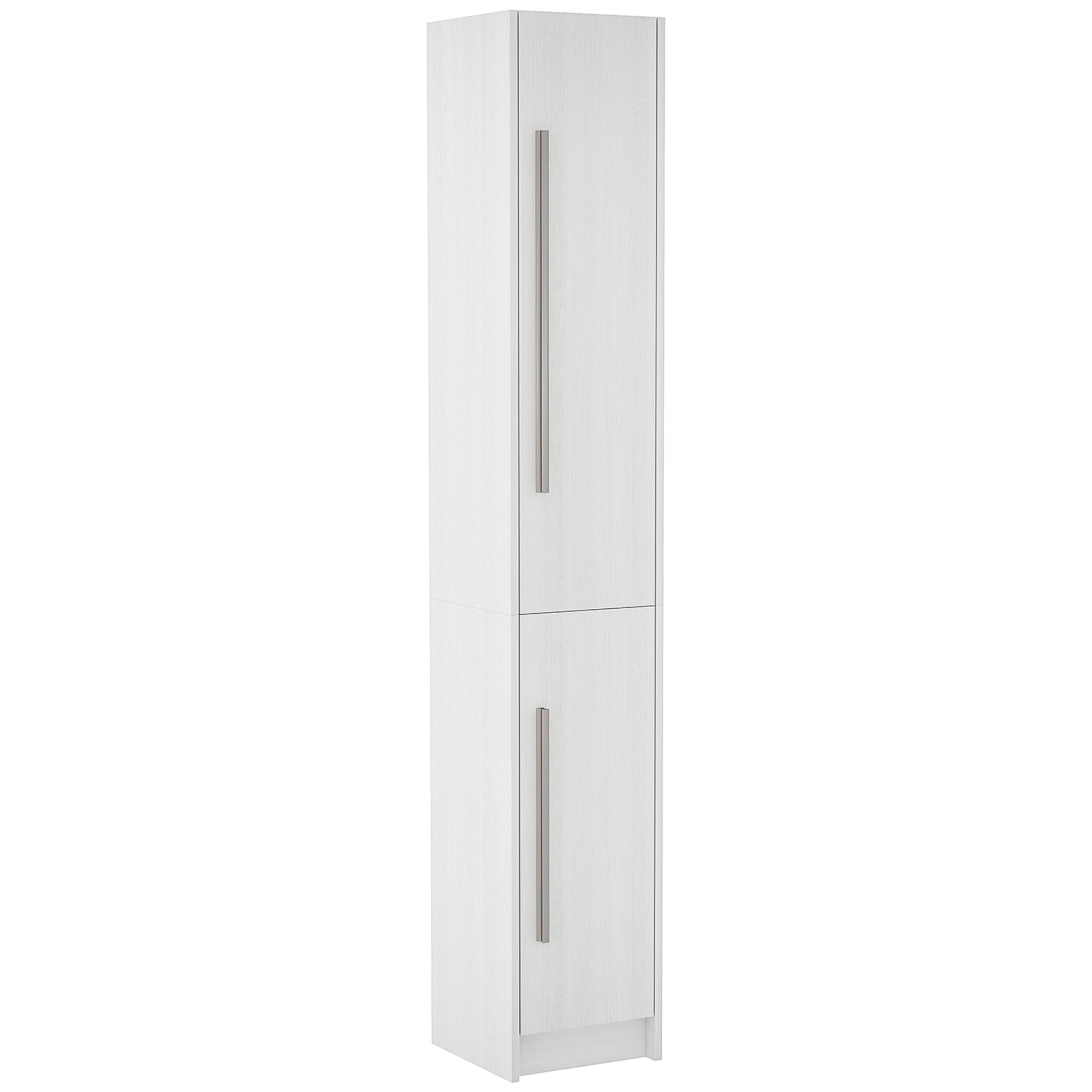 HOMCOM Tall Bathroom Storage Cabinet, Freestanding Narrow Storage Cabinet, Bathroom Floor Cabinet with 2 Doors, White Wood Grain