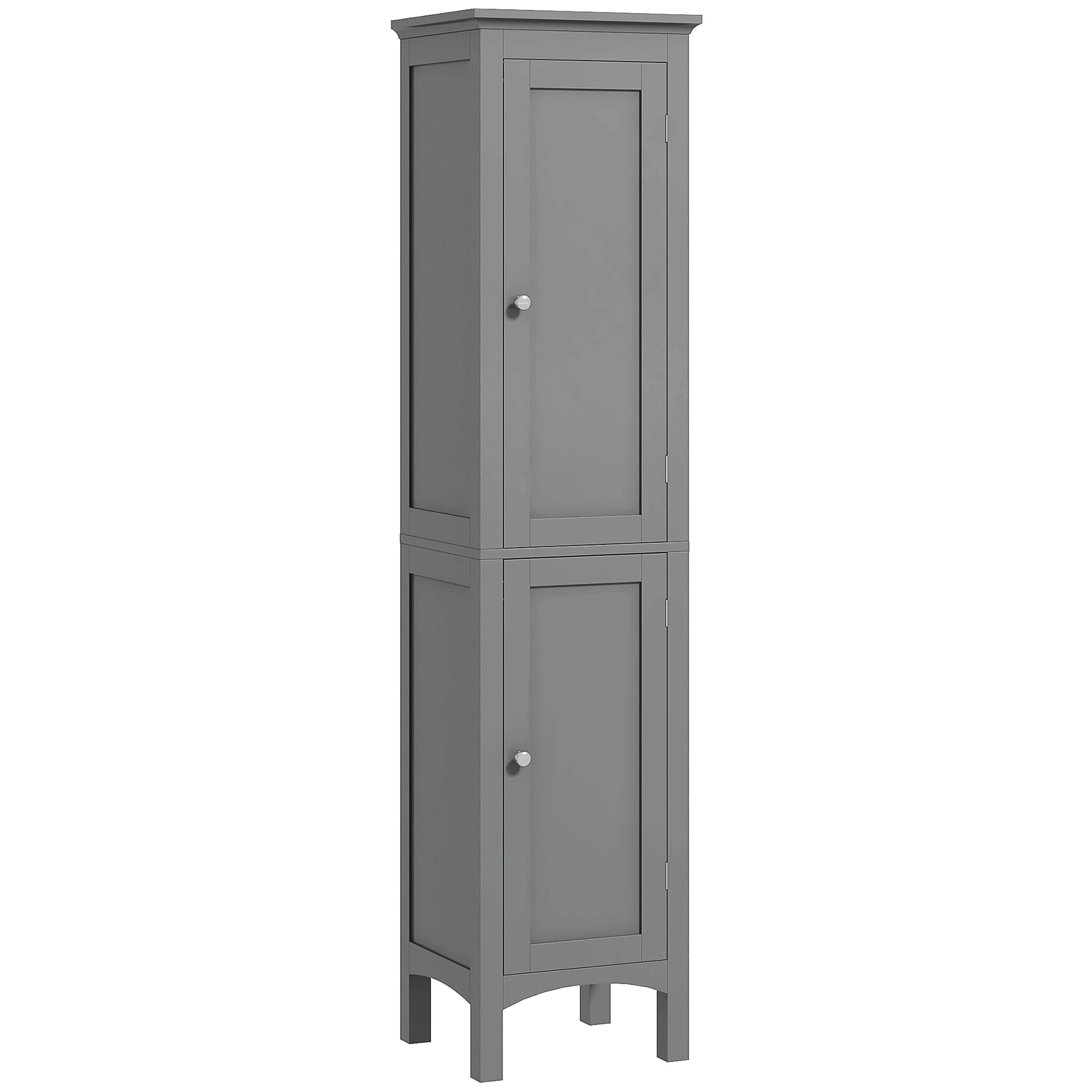 kleankin Bathroom Tall Cabinet, Freestanding Storage Organizer with Adjustable Shelves and 2 Doors, Grey