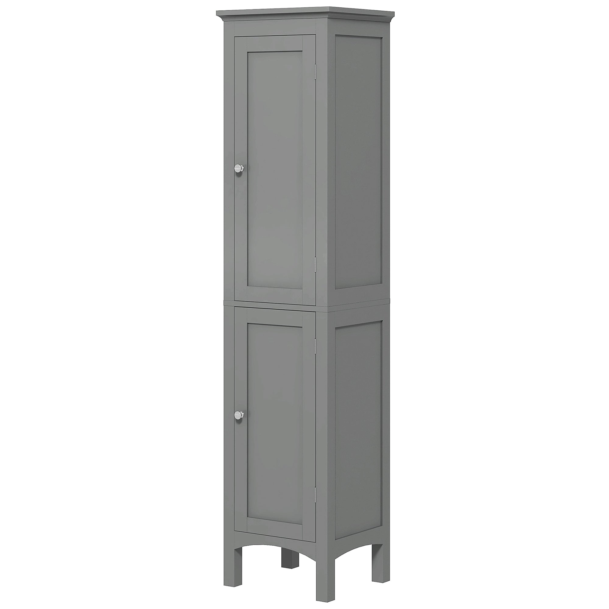 kleankin Bathroom Tall Cabinet, Freestanding Storage Organizer with Adjustable Shelves and 2 Doors, Grey