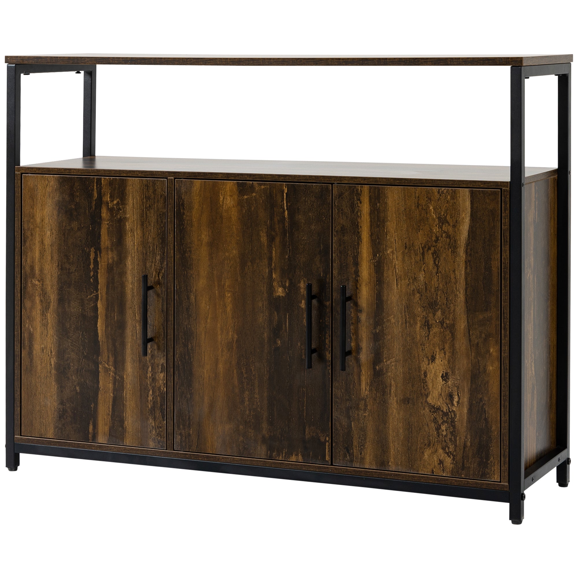 Industrial Sideboard Buffet Cabinet Kitchen Cabinet with Adjustable Shelves Rustic Brown