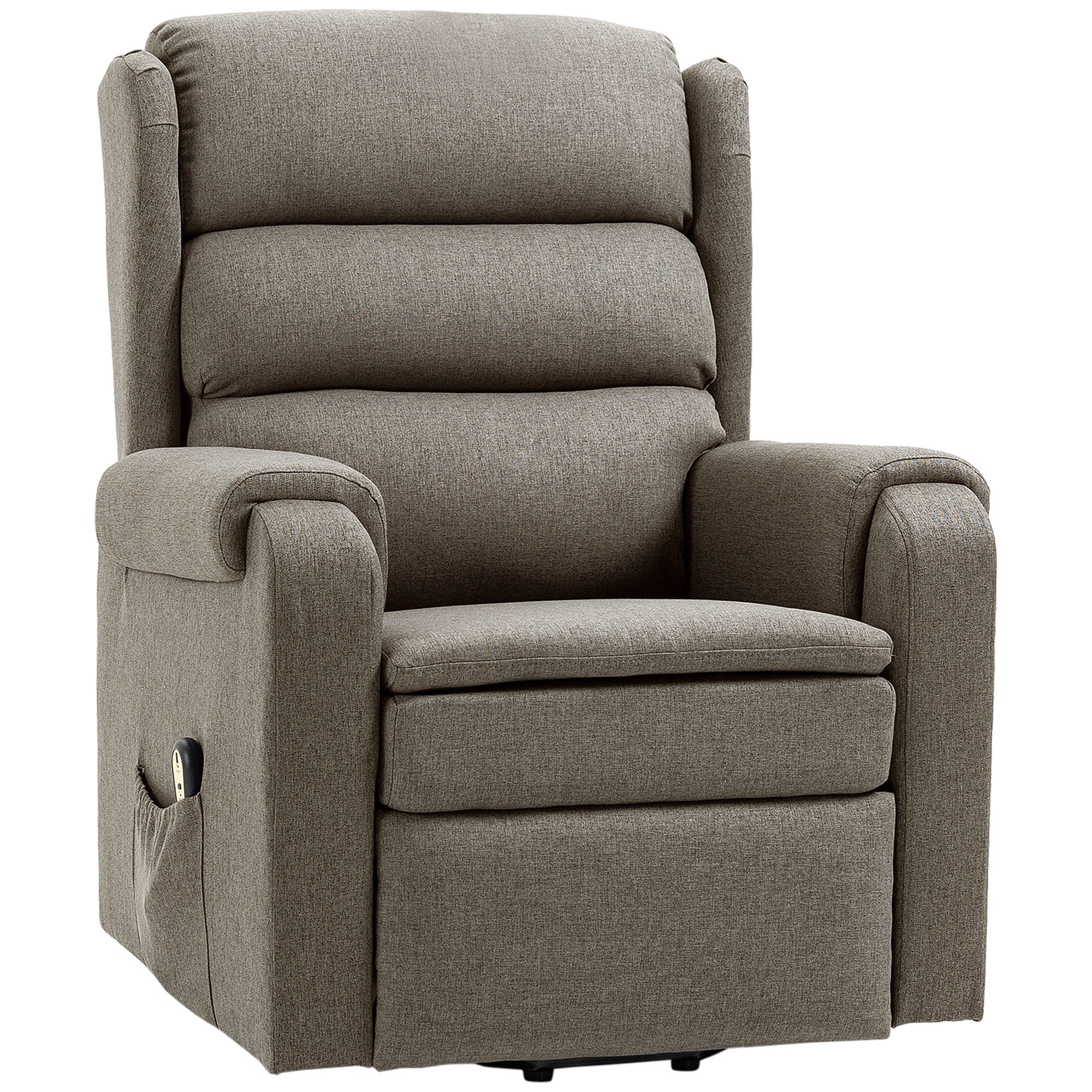 HOMCOM Power Lift Recliner Chair for Elderly, Fabric Electric Stand-Up Sofa, Heavy-Duty Reclining Chair with Pockets for Living Room, Brown